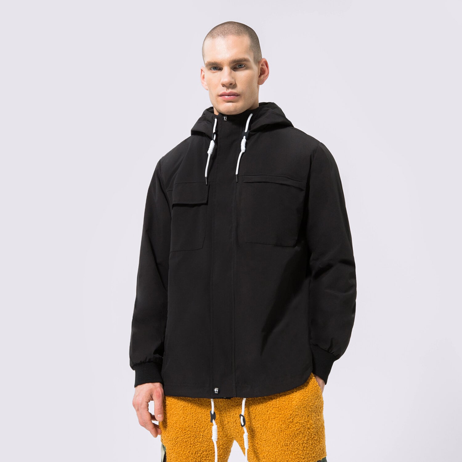 Bărbați jachetă CONFRONT JACHETĂ HOODED BLACK CF123KUM05001 Negru