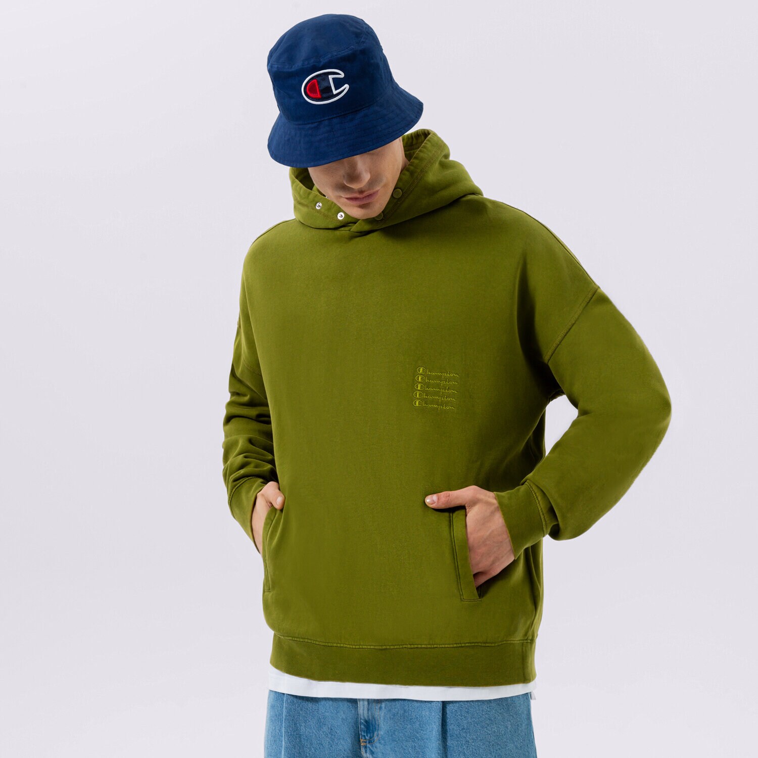 Bărbați bluză CHAMPION BLUZĂ CU GLUGĂ HOODED SWEATSHIRT 217893GS567 Kaki