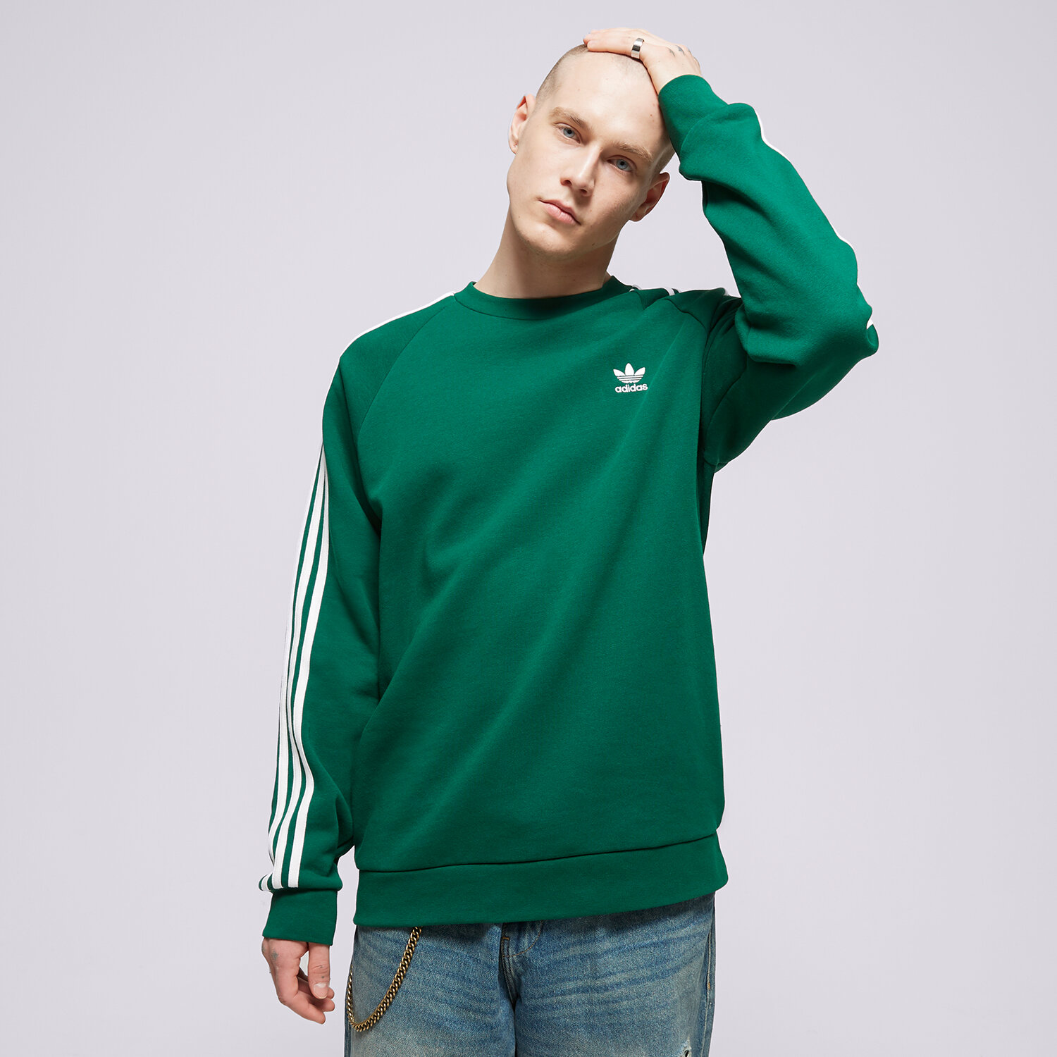 Bărbați bluză ADIDAS BLUZĂ 3-STRIPES CREW IA4863 Verde