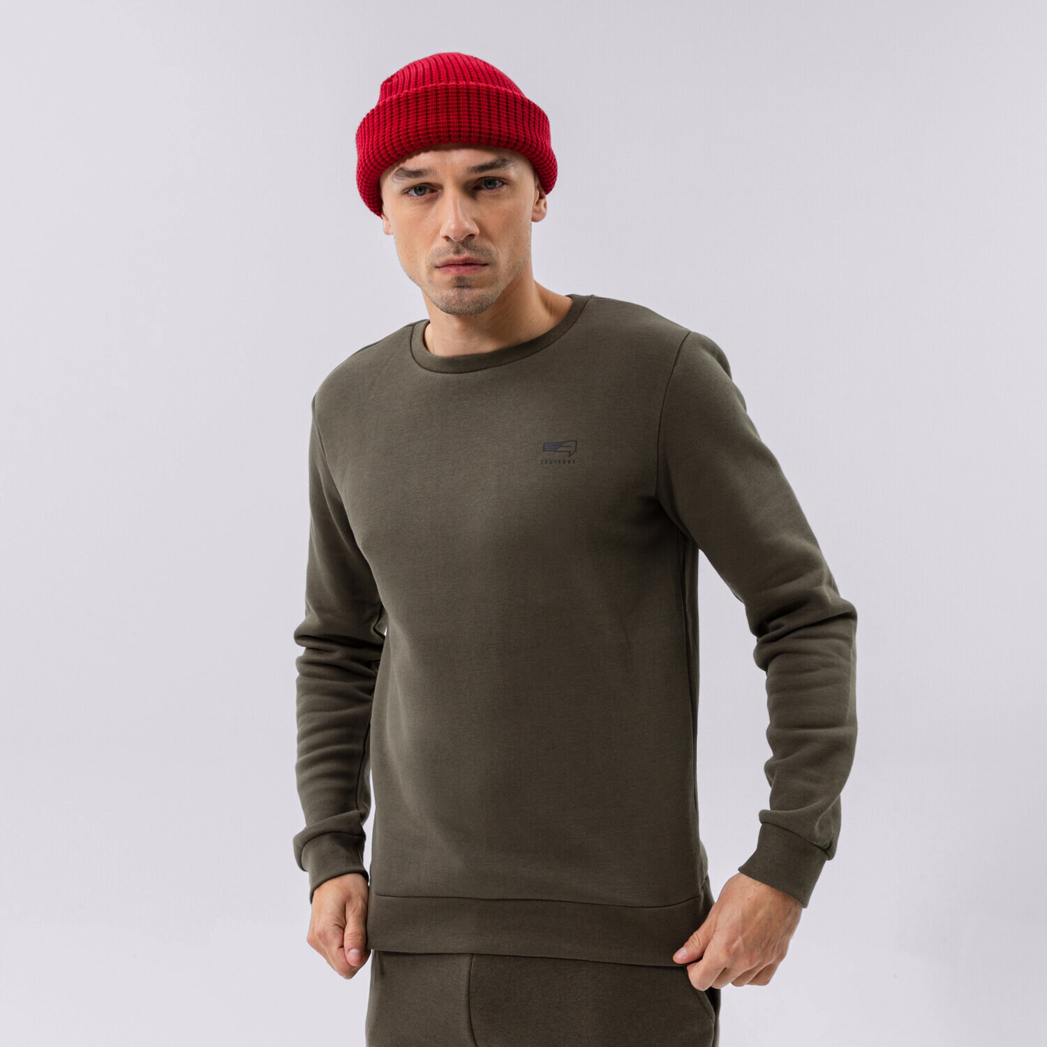 Bărbați bluză CONFRONT BLUZĂ SMALL LOGO CREW KHAKI CF321BLM32001 Kaki