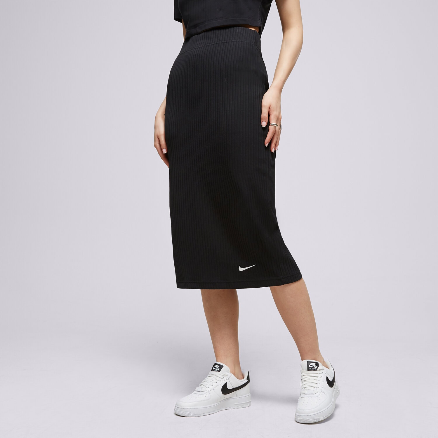 Femei rochii și fuste NIKE FUSTĂ W NSW RIB JRSY SKIRT DV7956-010 Negru