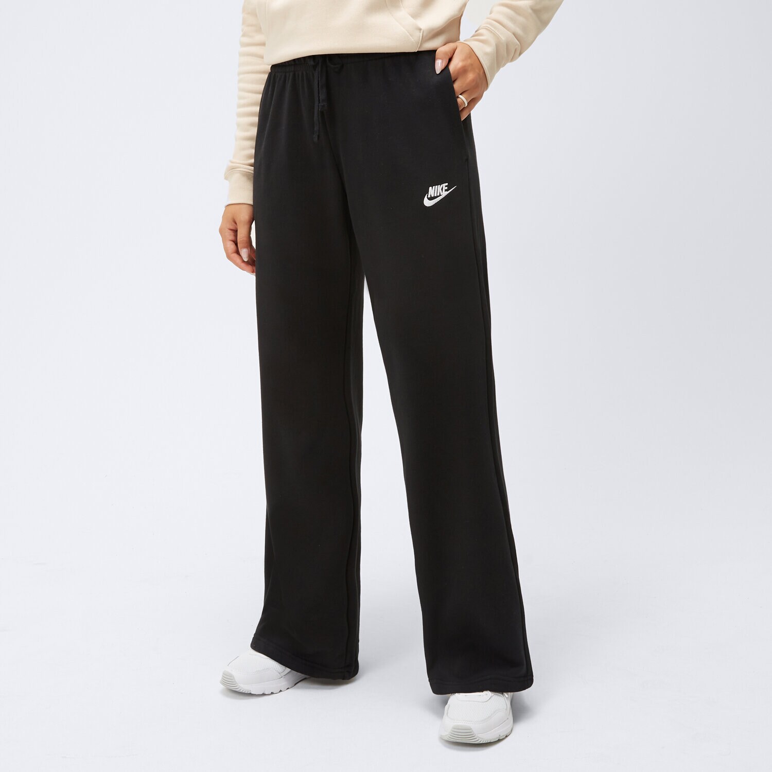 Femei pantaloni NIKE PANTALONI  W NSW CLUB FLC MR PANT WIDE FB2727-010 Negru