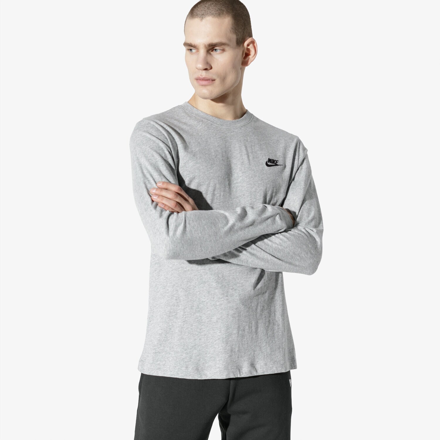 Bărbați tricou NIKE TRICOU NSW CLUB LONG-SLEEVE TEE AR5193-063 Gri