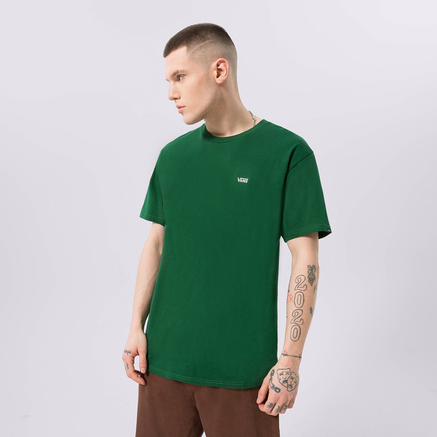 Bărbați tricou VANS TRICOU MN LEFT CHEST LOGO TEE EDEN-WHITE VN0A3CZEBW61 Verde