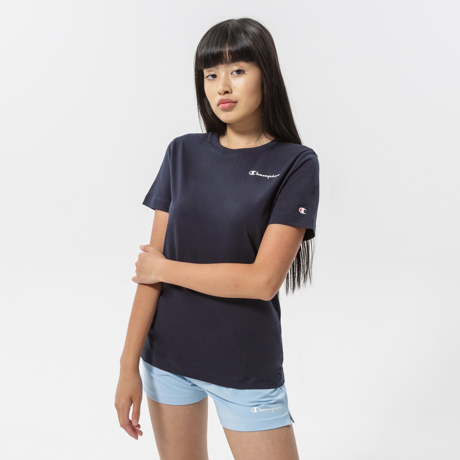 Femei tricou CHAMPION TRICOU CREWNECK TRICOU 114912BS501 Bleumarin