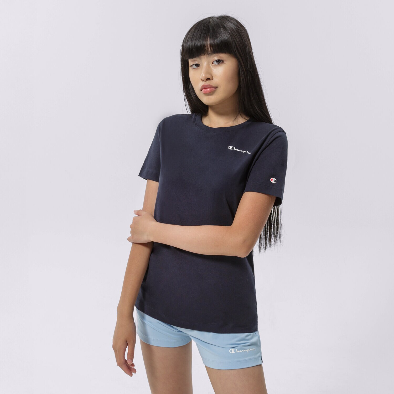 Femei tricou CHAMPION TRICOU CREWNECK TRICOU 114912BS501 Bleumarin