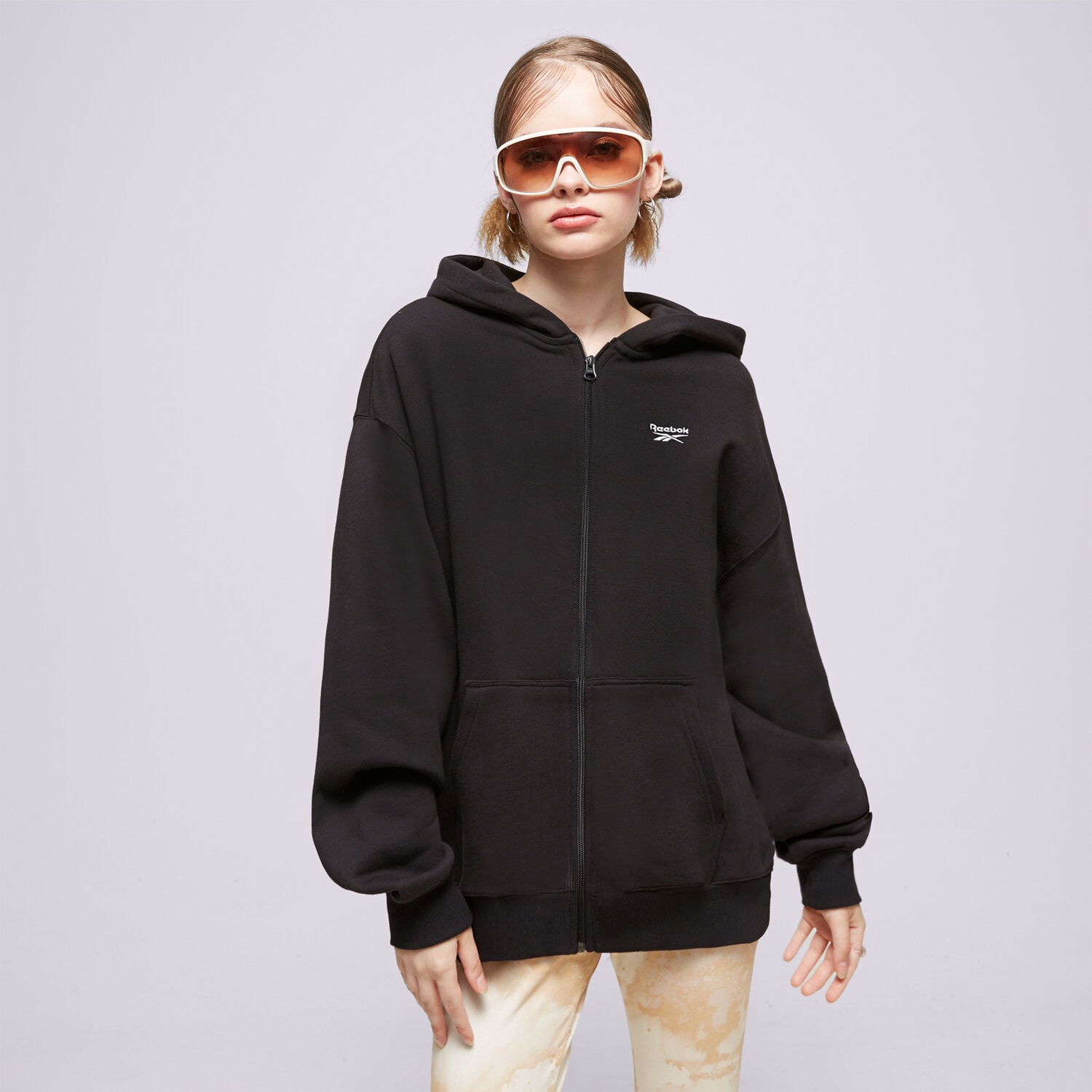 Femei bluză REEBOK BLUZĂ CU GLUGĂ CL AE LONG FZ HOODIE HS4717 Negru