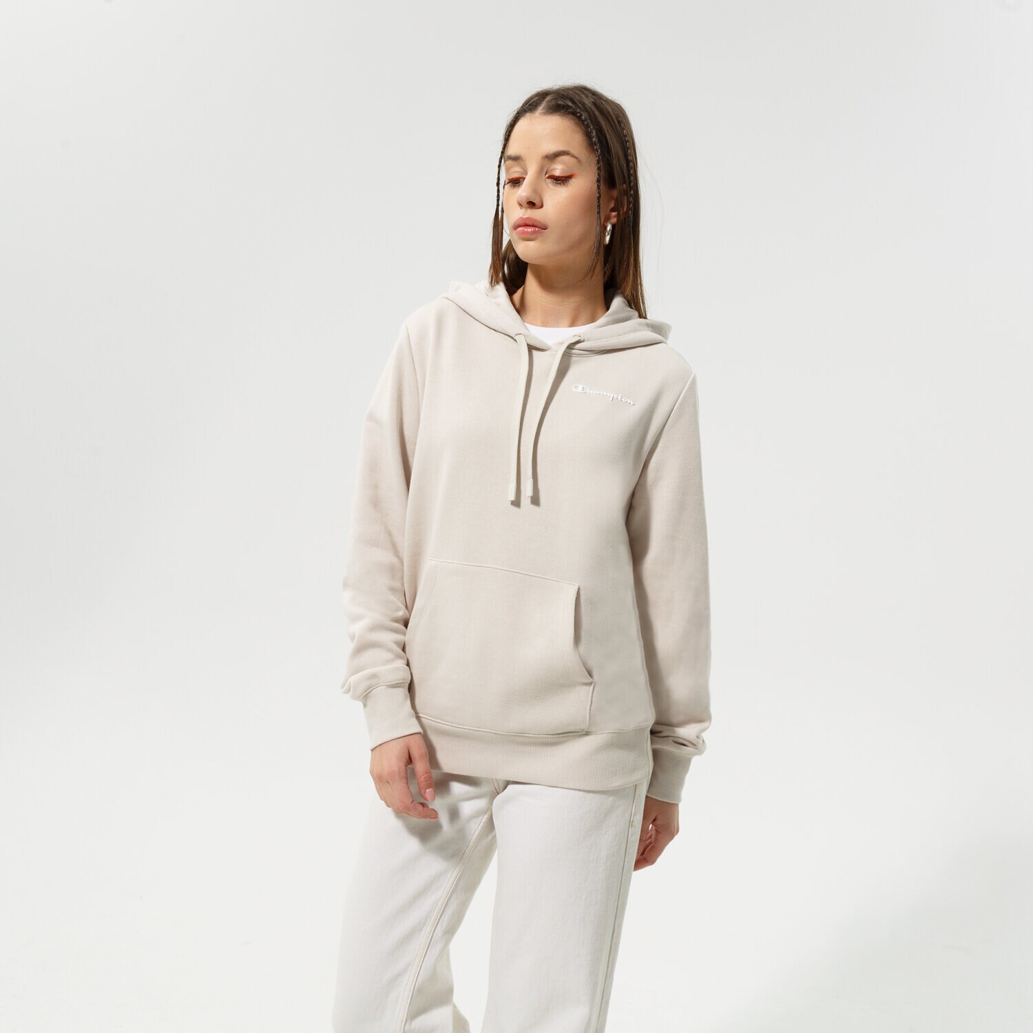 Femei bluză CHAMPION BLUZĂ CU GLUGĂ HOODED SWEATSHIRT 114859MS014 Bej