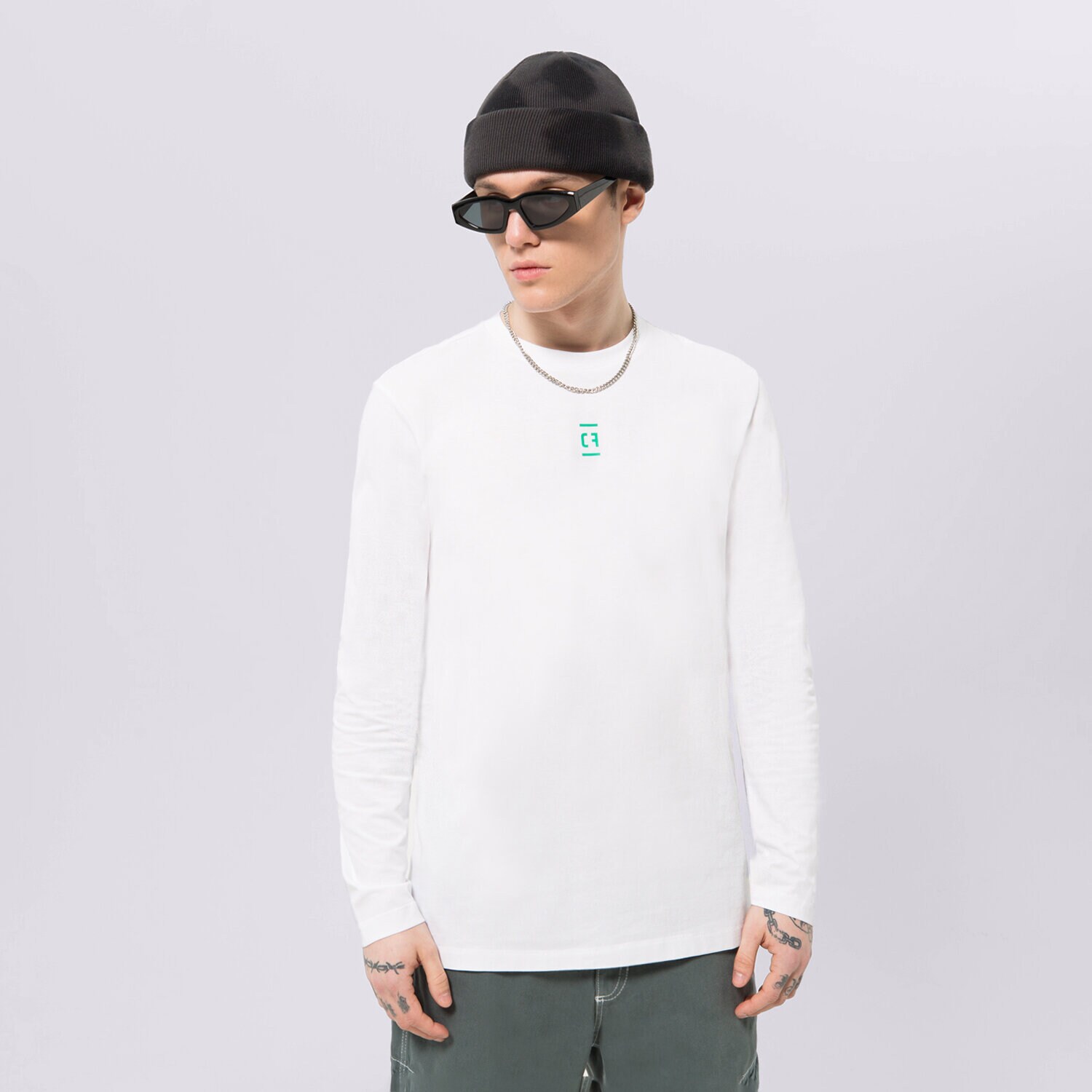 Bărbați tricou CONFRONT TRICOU LONGSLEEVE WHITE CF123TLM01001 Alb