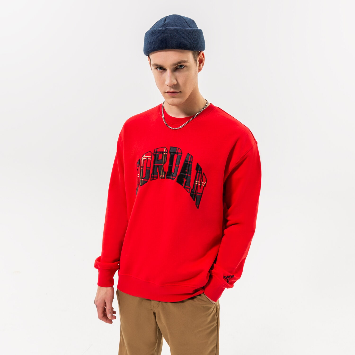 Bărbați bluză JORDAN BLUZĂ M J ESSENTIAL HOL FLEECE CREW DV1574-612 Roșu
