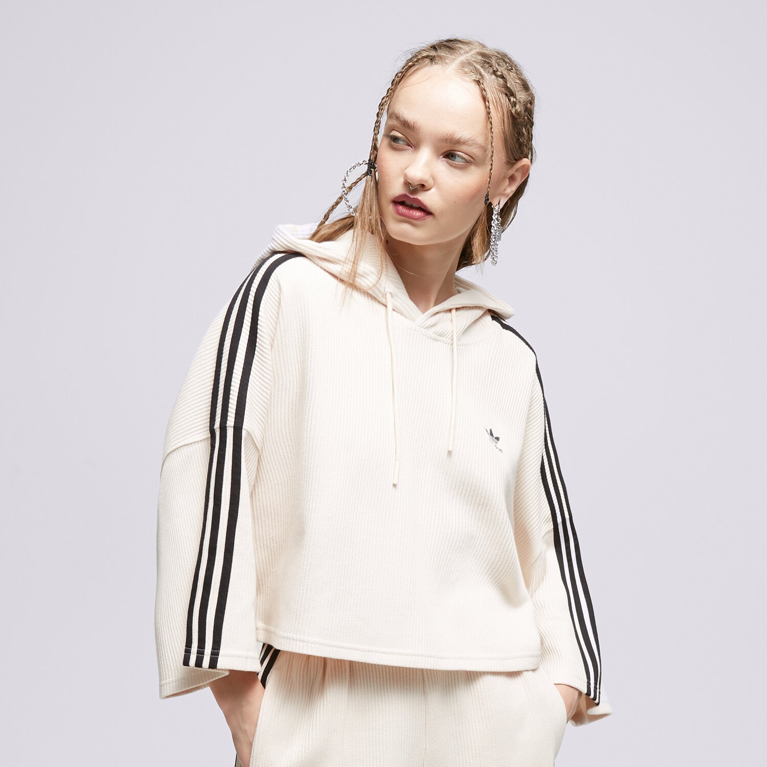 Femei bluză ADIDAS BLUZĂ CU GLUGĂ CROPPED HOODIE IC5461 Alb