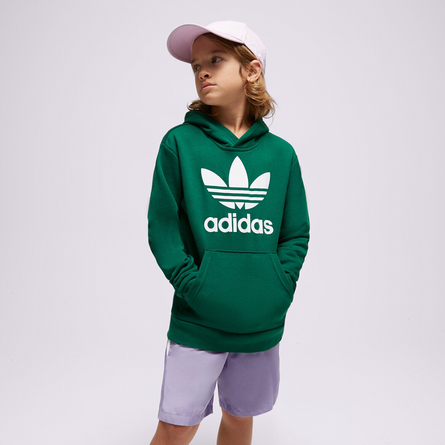 Copii bluză ADIDAS BLUZĂ CU GLUGĂ TREFOIL HOODIE BOY IB9984 Verde