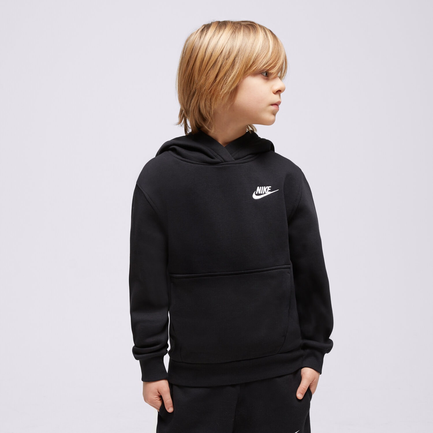 Copii bluză NIKE BLUZĂ CU GLUGĂ K NSW CLUB U FD3000-010 Negru