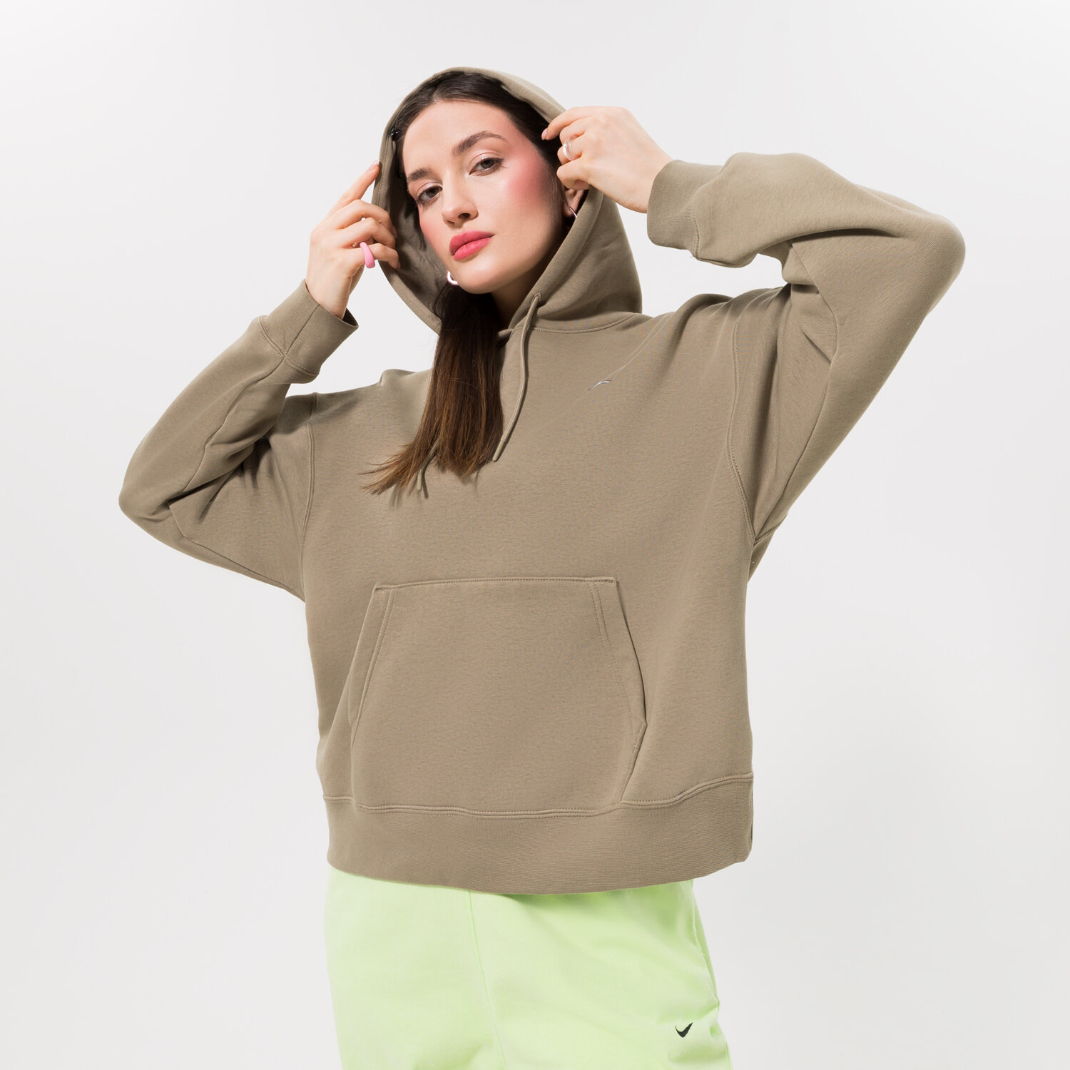 Femei bluză JORDAN BLUZĂ CU GLUGĂ W J BRKLN FLC PO DQ4458-352 Verde