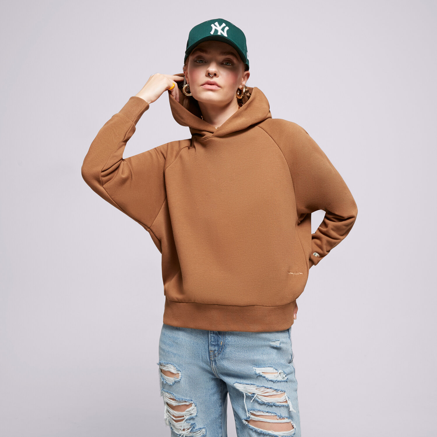 Femei bluză CHAMPION BLUZĂ CU GLUGĂ HOODED SWEATSHIRT 116215MS519 Maro