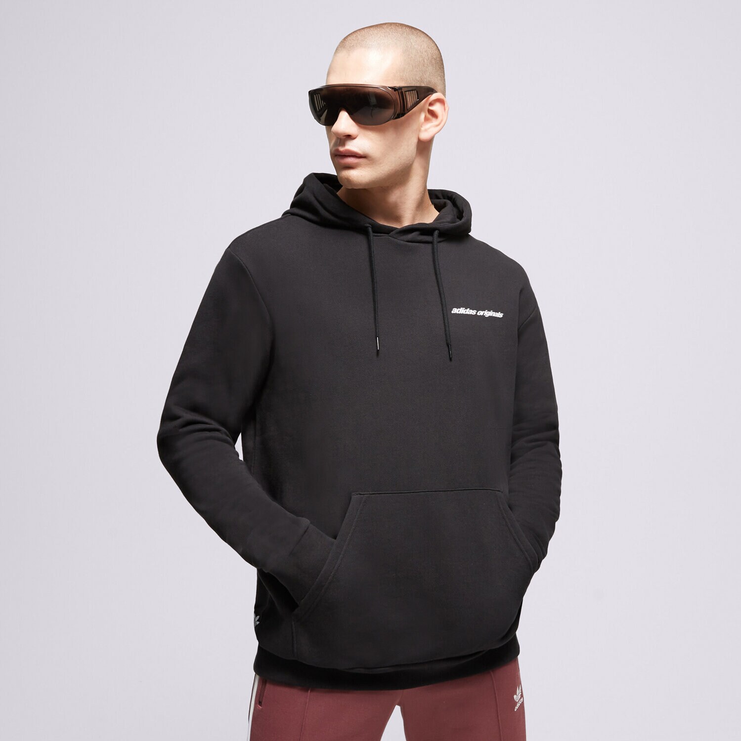 Bărbați bluză ADIDAS BLUZĂ CU GLUGĂ HC7180 HC7180 Negru