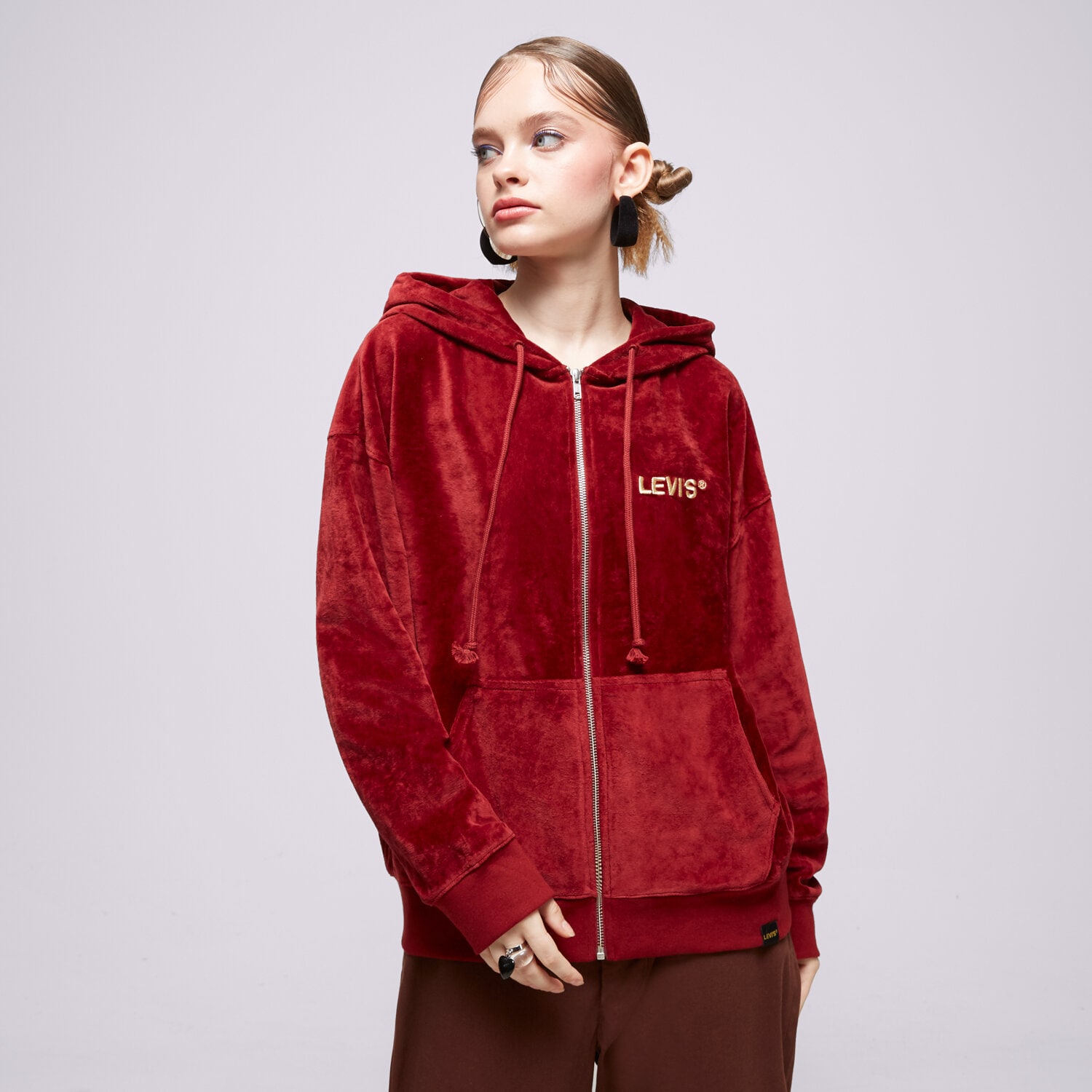 Femei bluză LEVI'S BLUZĂ CU GLUGĂ GRAPHIC LIAM HOODIE REDS A50050006 Bordo