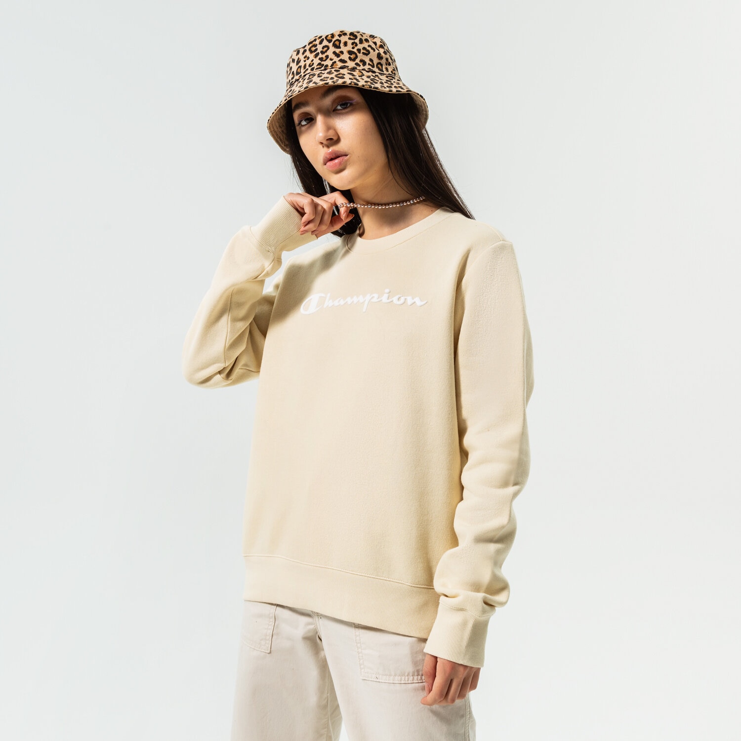 Femei bluză CHAMPION BLUZĂ CREWNECK SWEATSHIRT  115391YS014 Bej