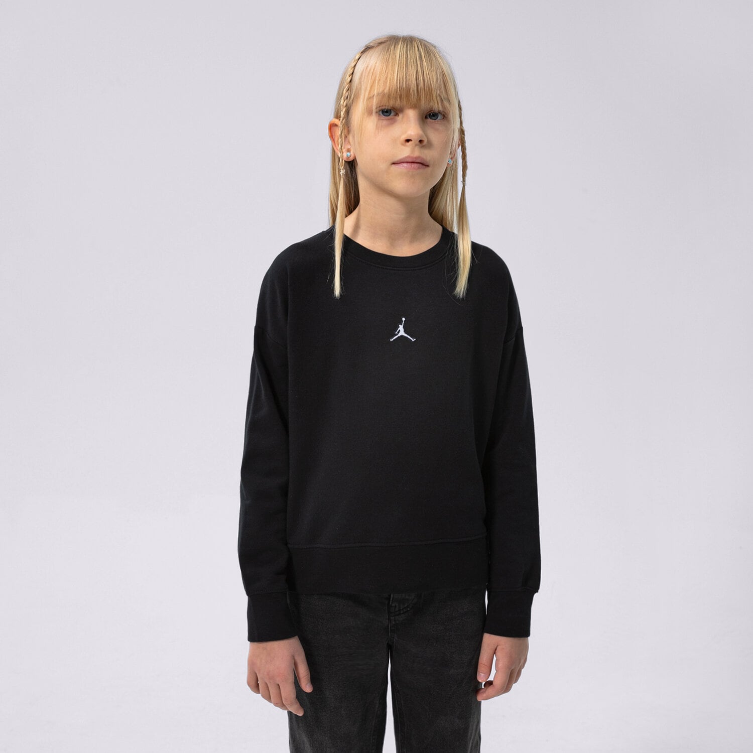 Copii bluză JORDAN BLUZĂ ESSENTIALS CREW GIRL 45A859-023 Negru