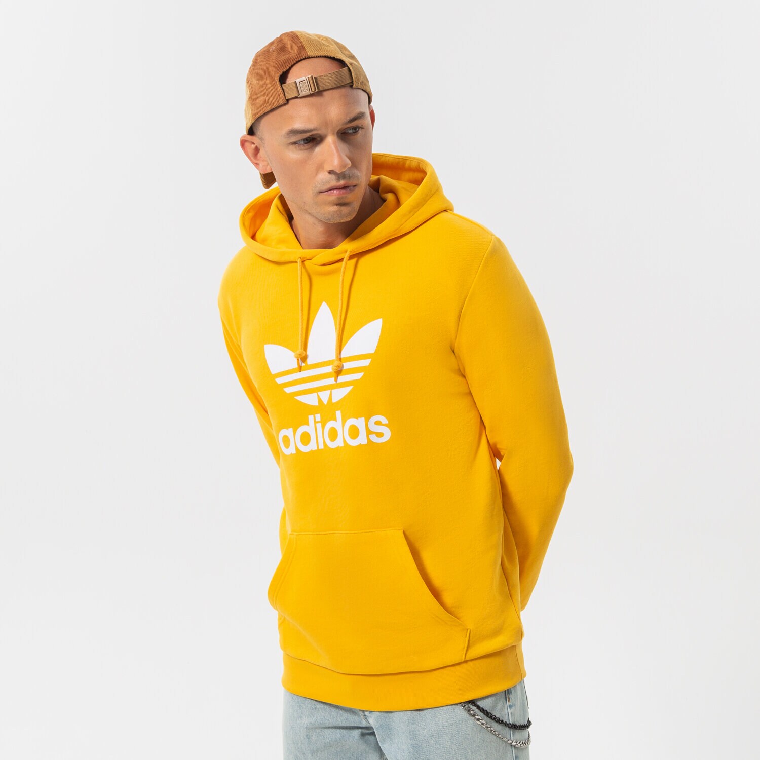 Bărbați bluză ADIDAS BLUZĂ CU GLUGĂ TREFOIL HOODY HE9499 Galben