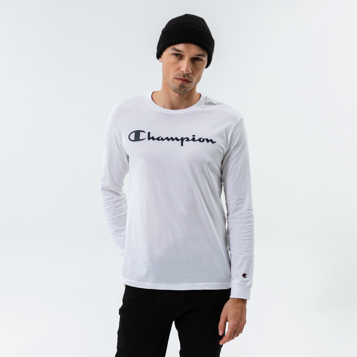 Bărbați tricou CHAMPION TRICOU CREWNECK LONG SLEEVE TRICOU 214748WW001 Alb