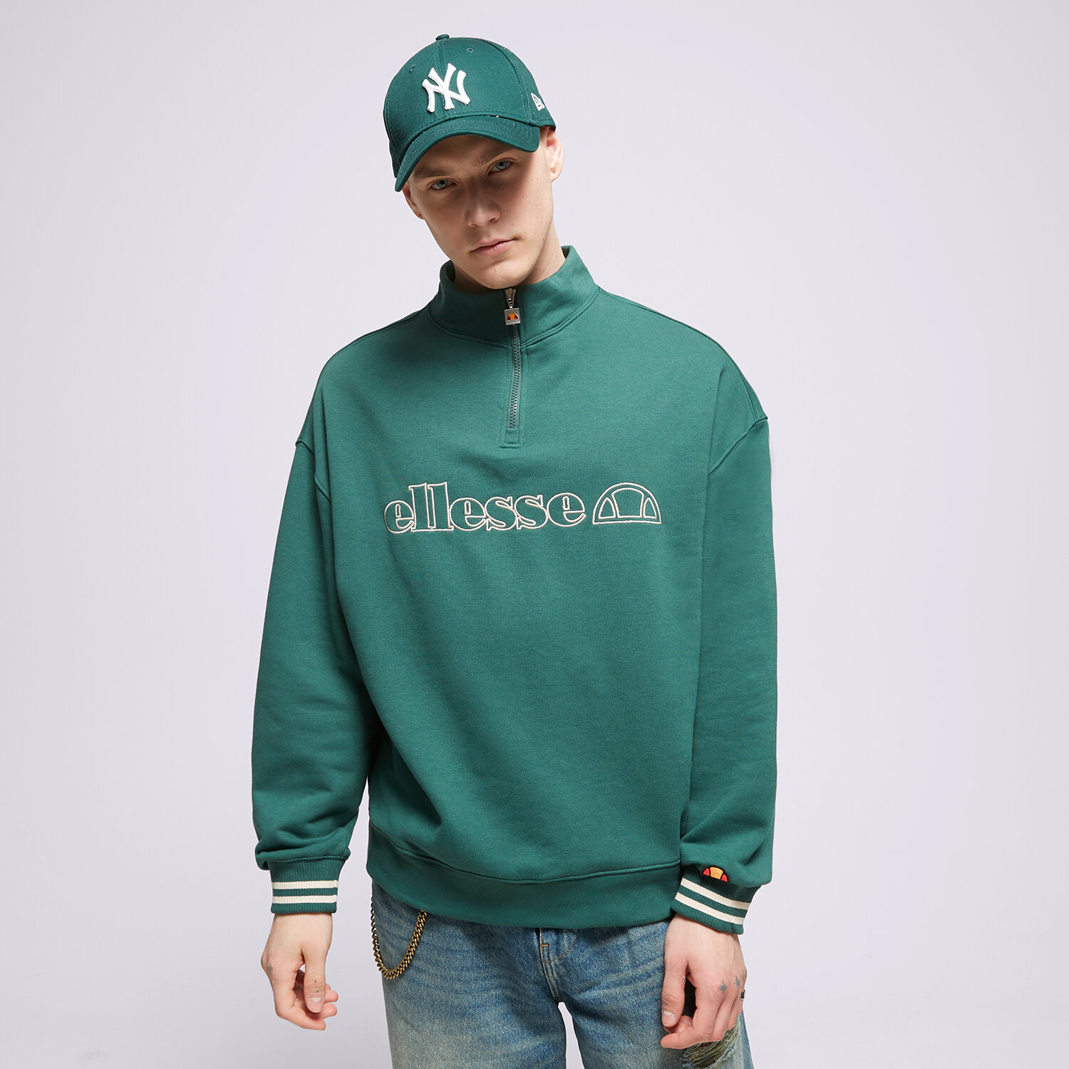 Bărbați bluză ELLESSE BLUZĂ SIESTALLI DGREEN 1/2 ZIP TRACK TOP SHS18657502 Verde