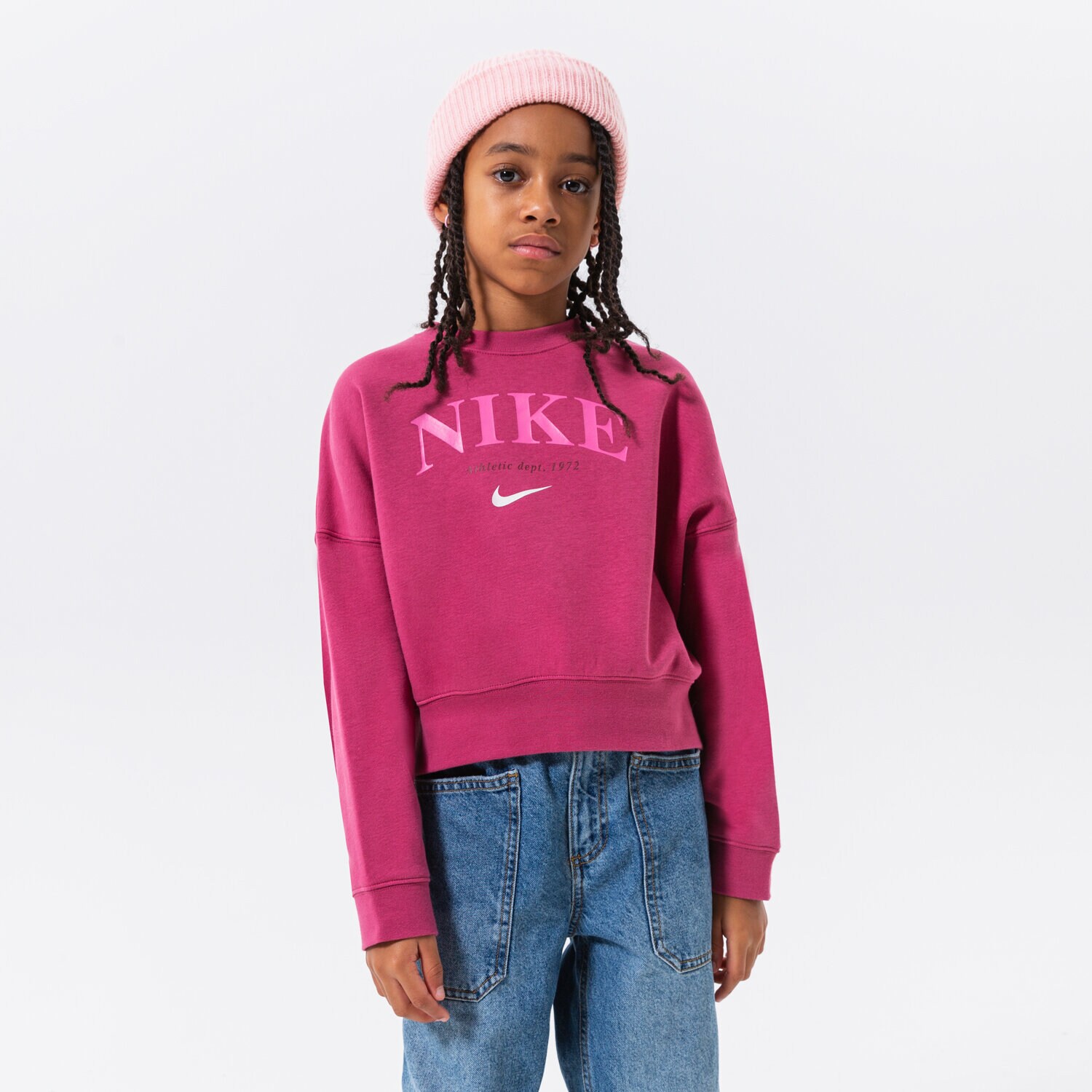Copii bluză NIKE GIRLS' TREND FLEECE CREW SWEATSHIRT GIRL DV2563-633 Violet