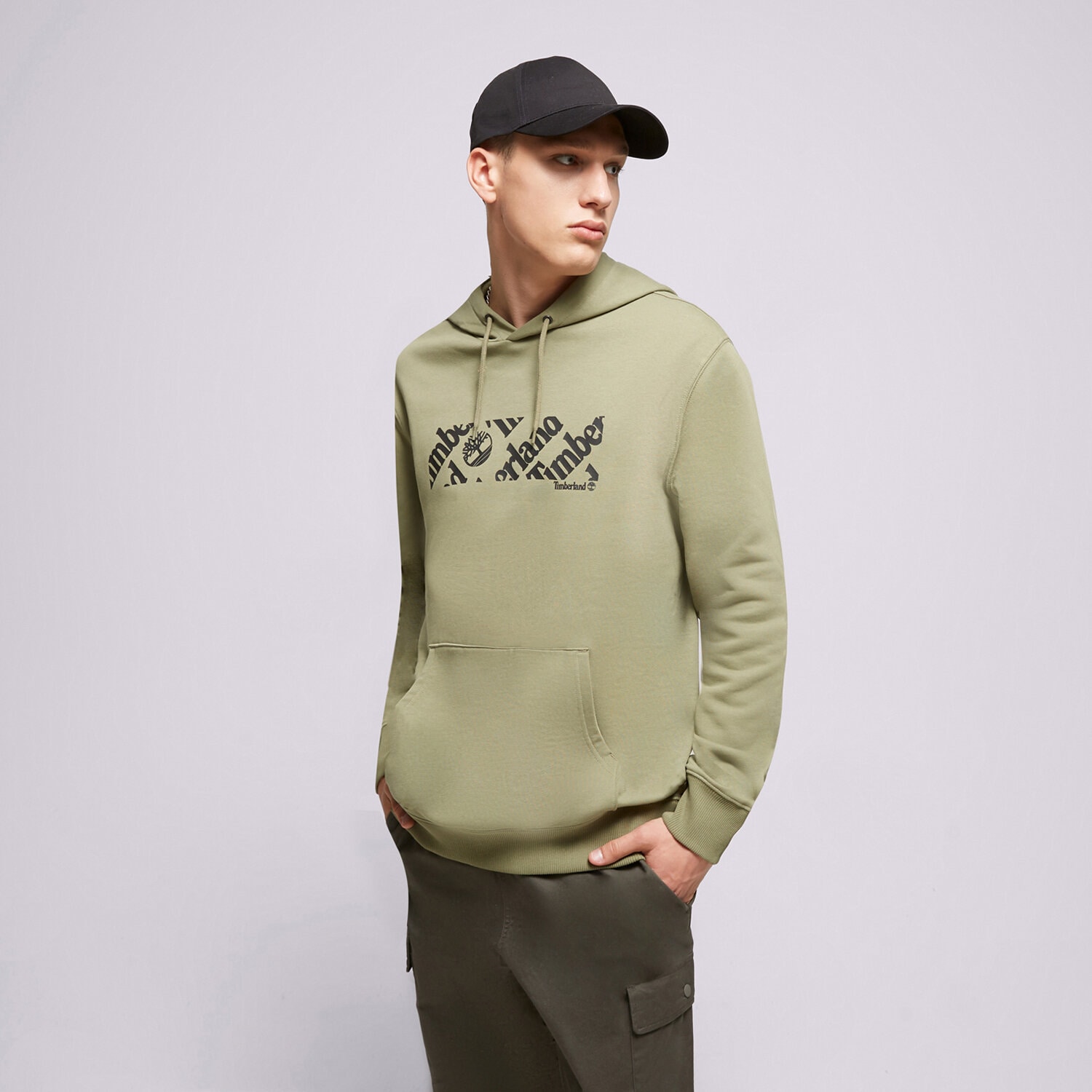 Bărbați bluză TIMBERLAND BLUZĂ CU GLUGĂ LINEAR LOGO TB0A5ZM55901 Kaki