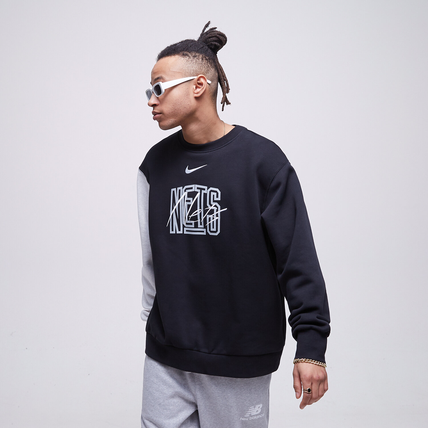 Bărbați bluză NIKE BLUZĂ BKN M NK FLC CREW CTS GX NBA DR9335-010 Negru