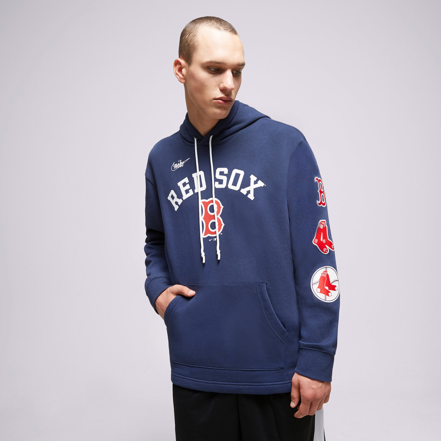 Bărbați bluză NIKE BLUZĂ CU GLUGĂ BOSTON RED SOX MLB NKMZ-44B-BRS-0QE Bleumarin