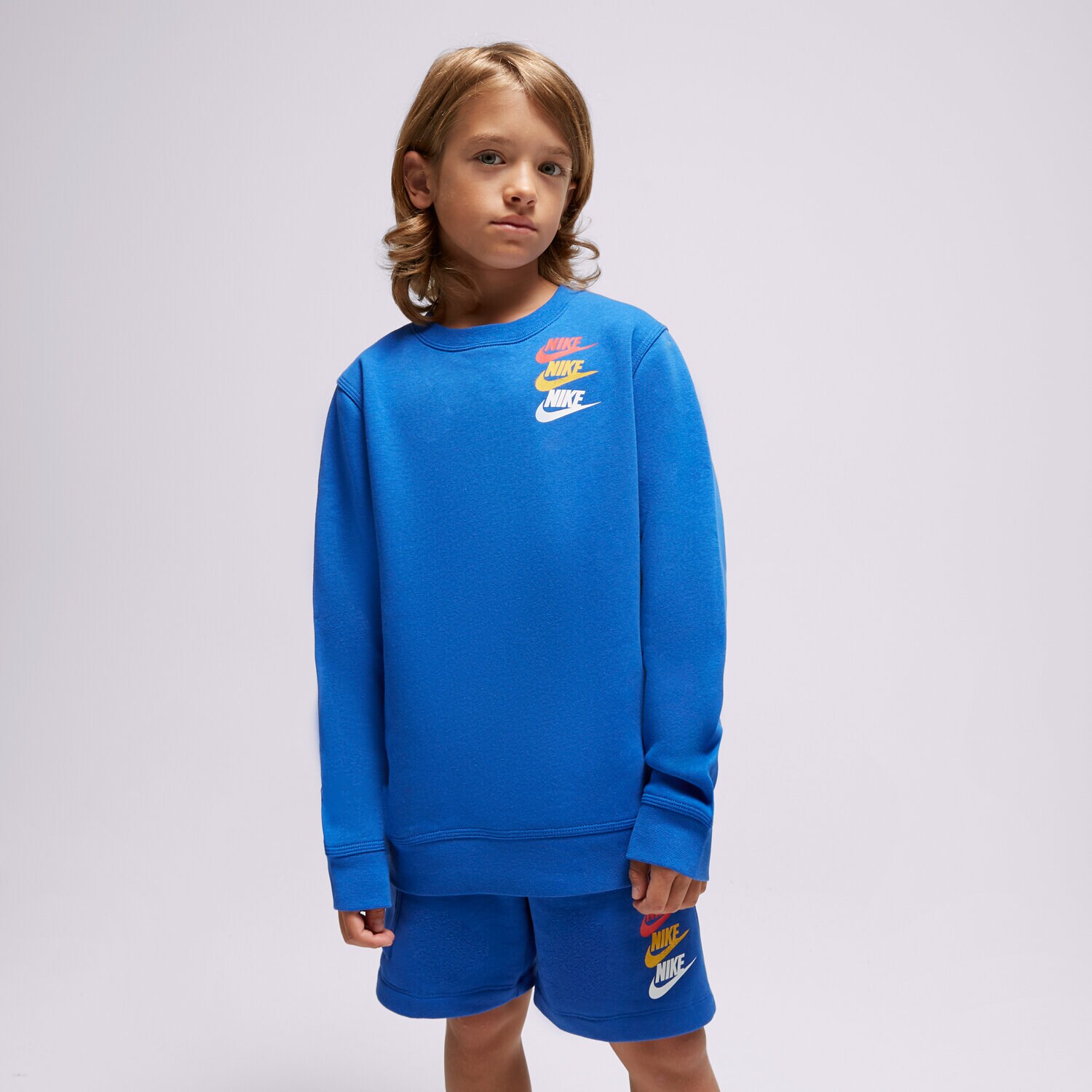 Copii bluză NIKE BLUZĂ CU GLUGĂ B NSW SI FLC CREW BB FD1199-480 Albastru