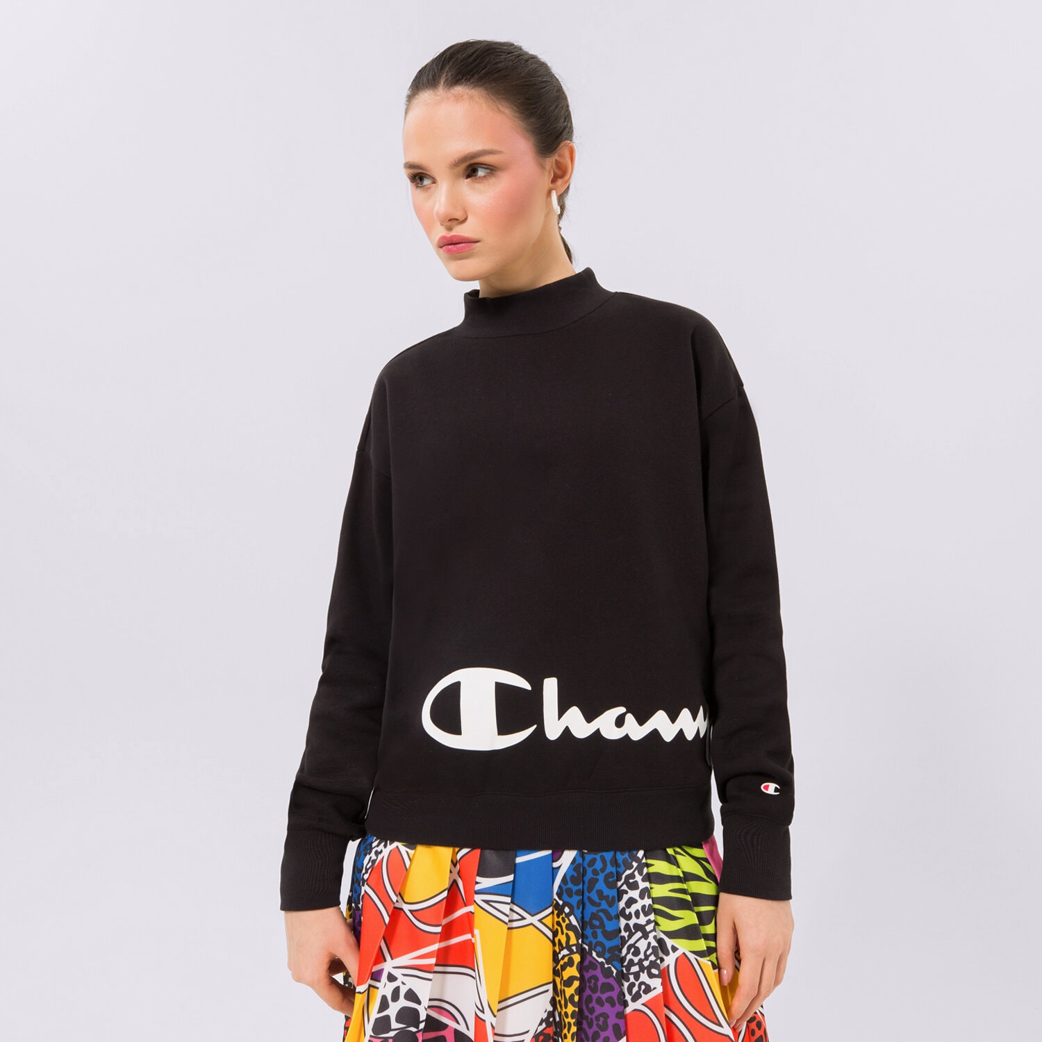 Femei bluză CHAMPION BLUZĂ MOCK TURTLE NECK LONG SLEEVES 115393KK001 Negru