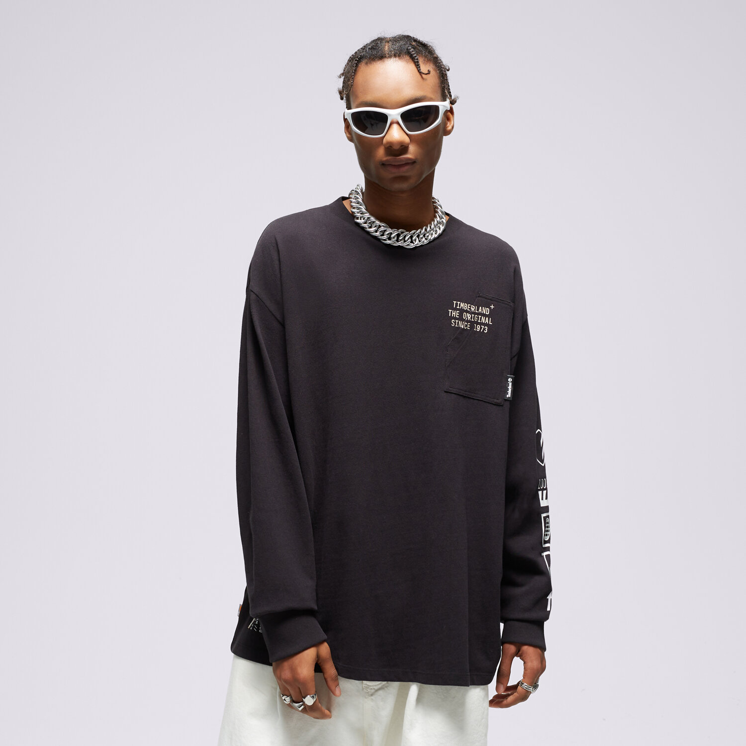Bărbați tricou TIMBERLAND TRICOU LS BACK GRAPHIC TEE BLACK TB0A5VJS001 Negru