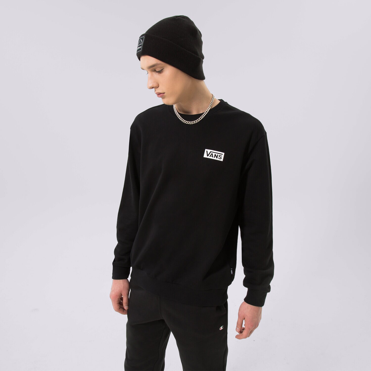 Bărbați bluză VANS BLUZĂ FOUNDATION MINI LOGO CREW VN0007FPBLK Negru