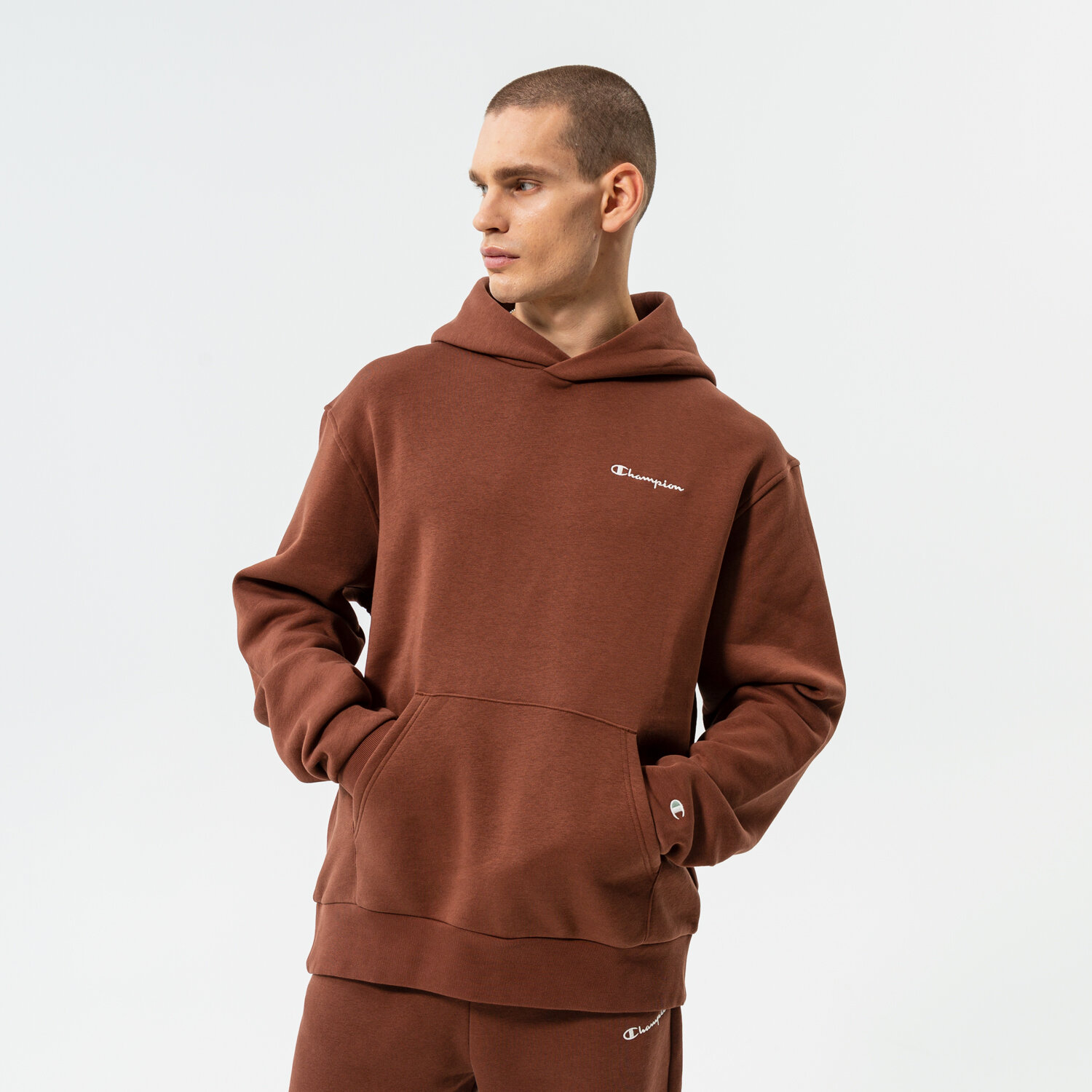Bărbați bluză CHAMPION BLUZĂ CU GLUGĂ HOODED SWEATSHIRT 217917MS534 Maro