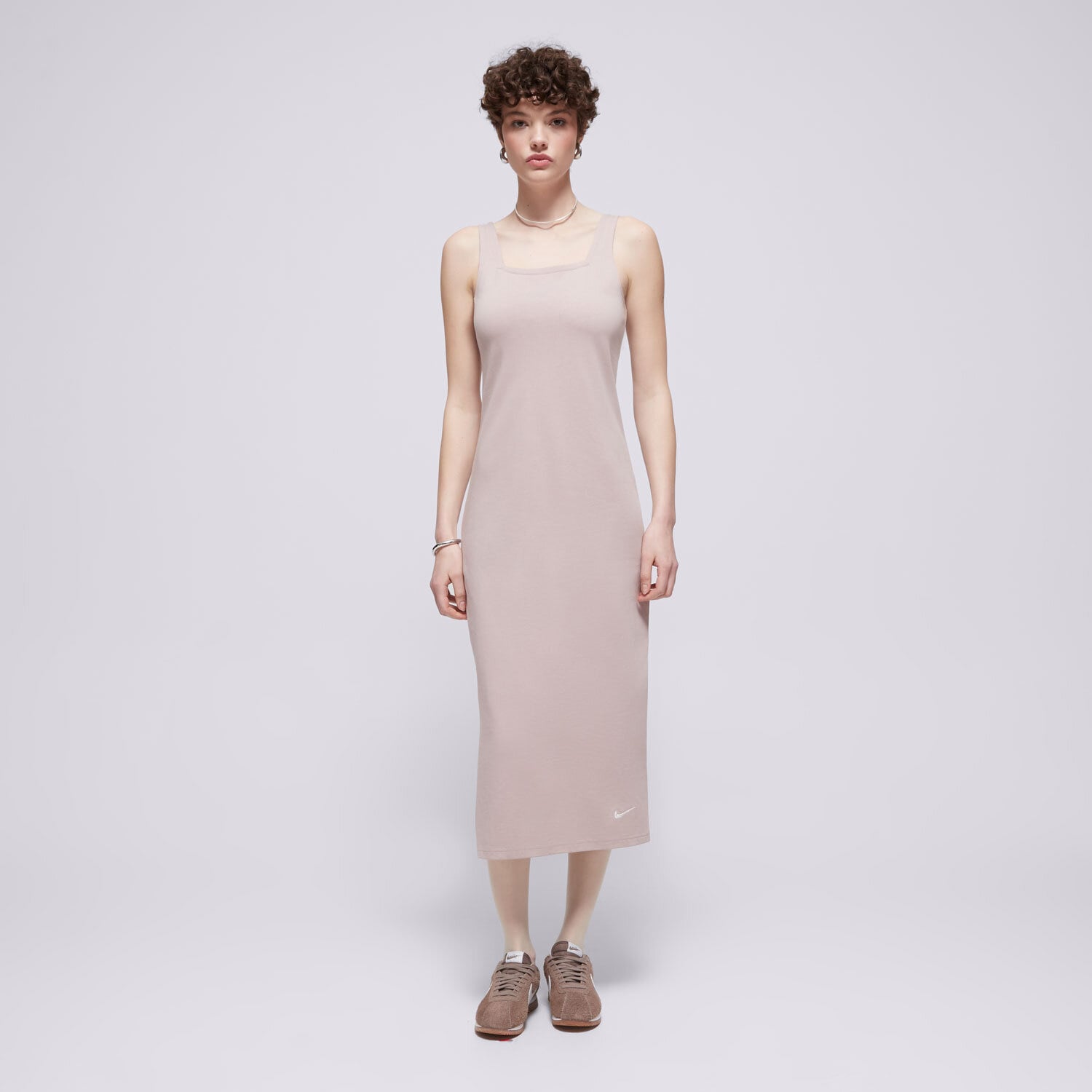 Femei rochii și fuste NIKE ROCHIE W NSW JRSY CAMI TRENINGS MIDI DV7954-272 Bej