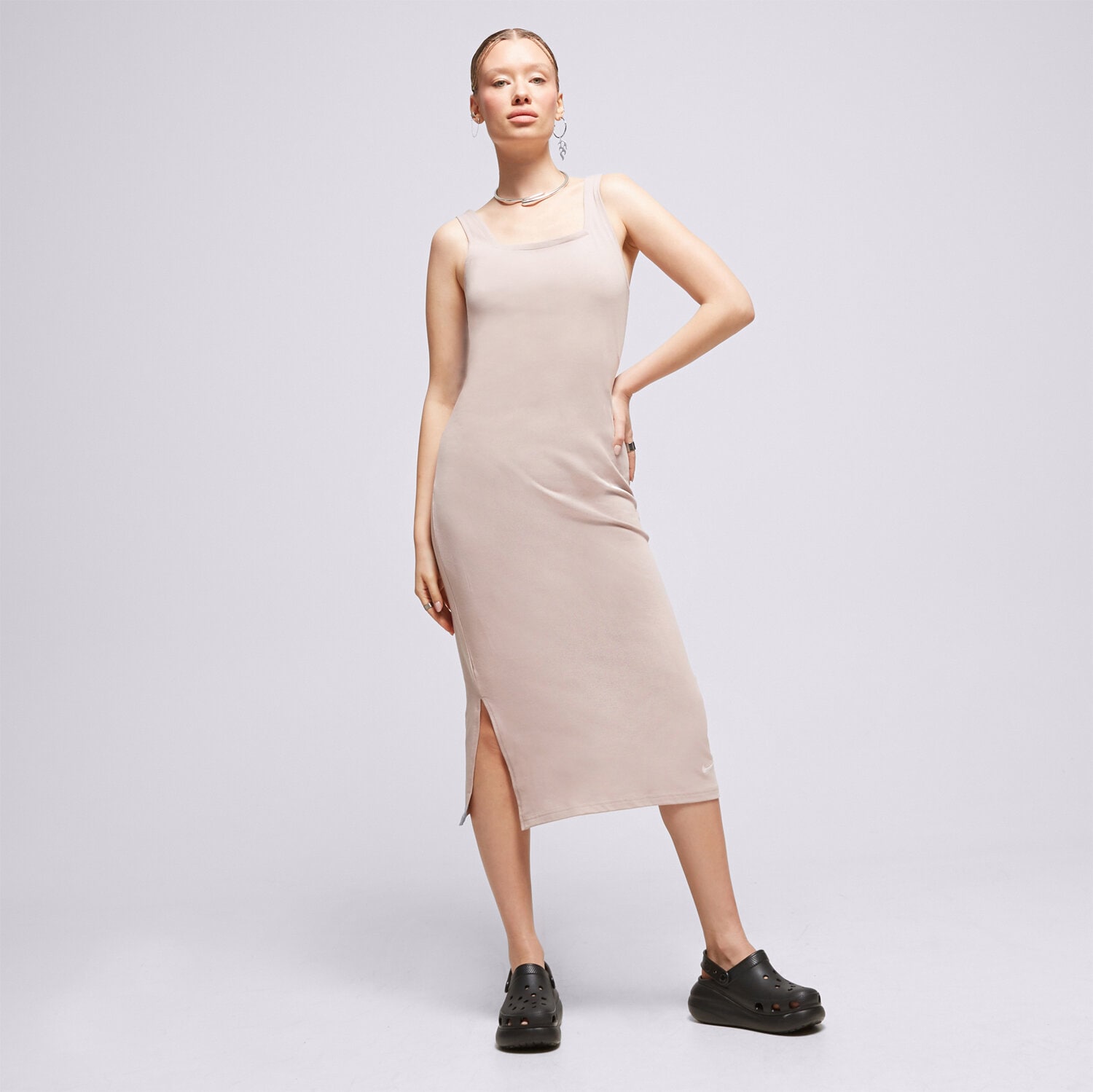 Femei rochii și fuste NIKE ROCHIE W NSW JRSY CAMI TRENINGS MIDI DV7954-272 Bej