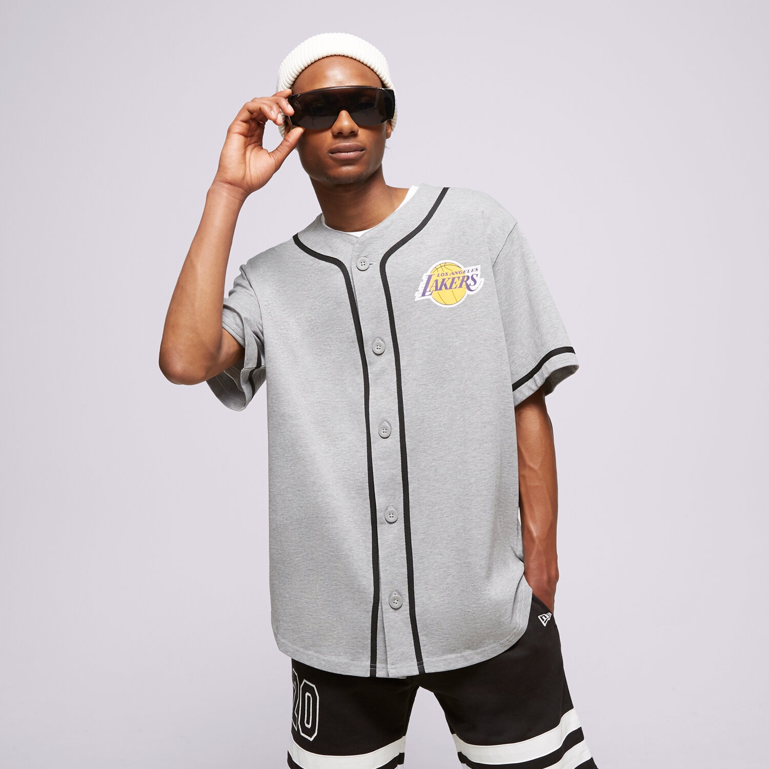 Bărbați tricou NEW ERA TRICOU NBA BASEBALL JERSEY BULLS LOS ANGELES LAKERS 60357098 Gri