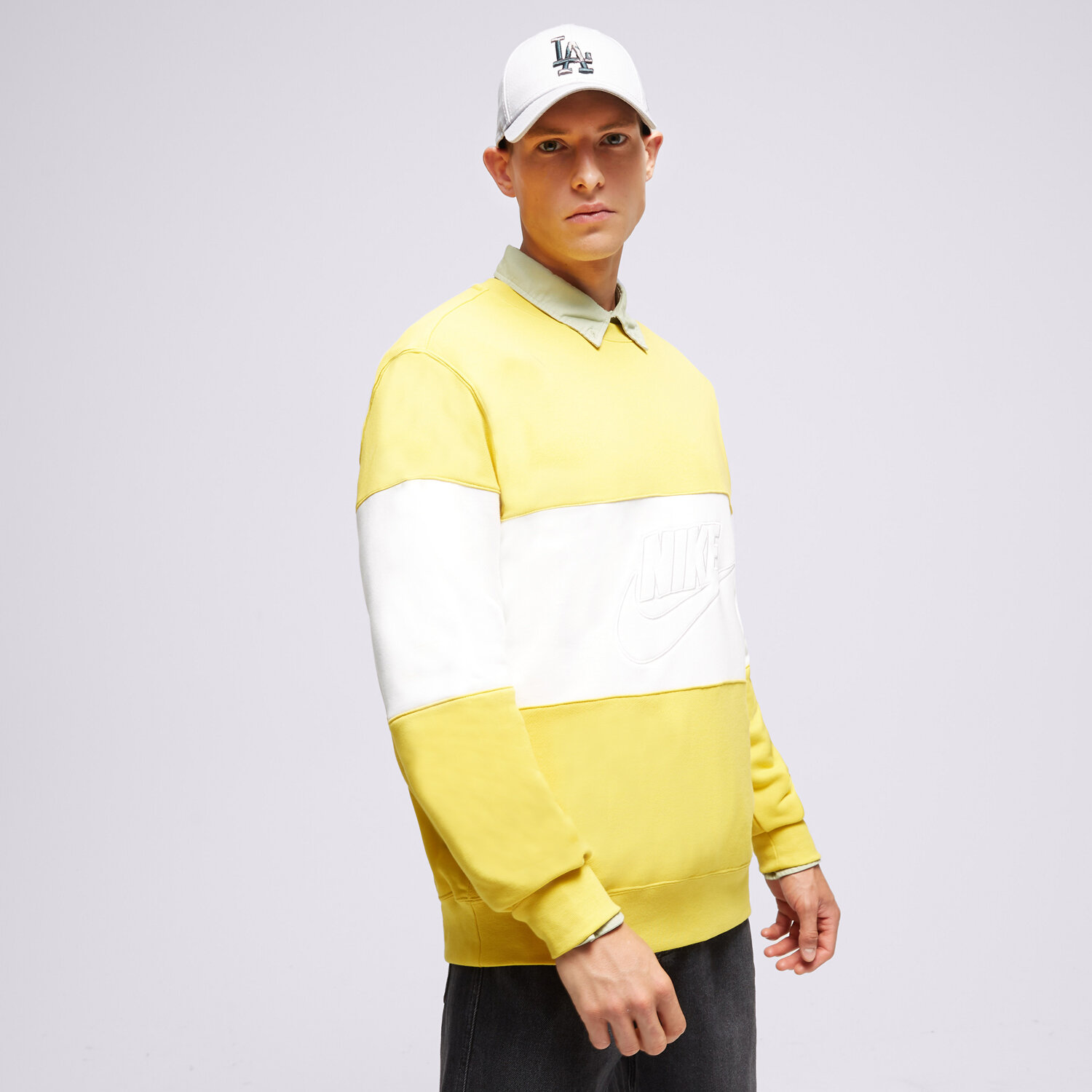 Bărbați bluză NIKE BLUZĂ M NK CLUB+ FT CREW CB FB7848-709 Galben