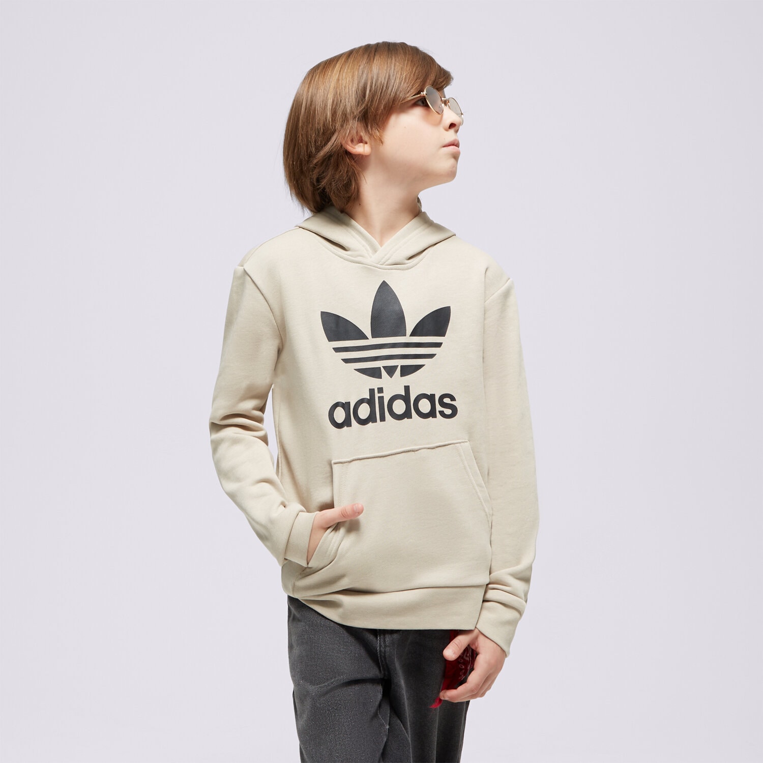 Copii bluză ADIDAS BLUZĂ CU GLUGĂ TREFOIL HOODIE BOY IJ7204 Bej