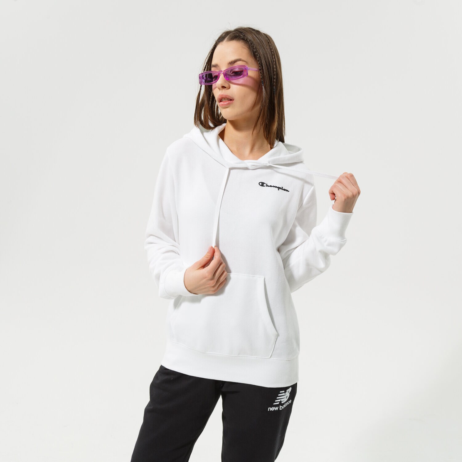 Femei bluză CHAMPION BLUZĂ CU GLUGĂ HOODED SWEATSHIRT 114859WW001 Alb