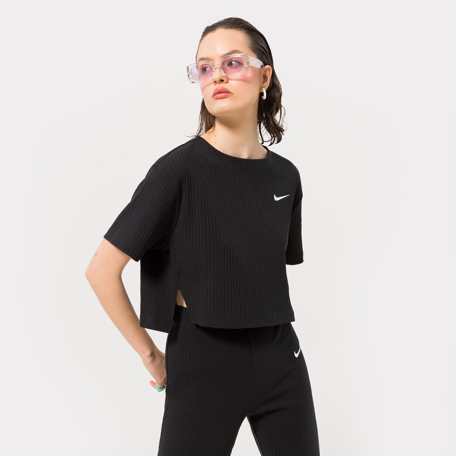 Femei tricou NIKE TRICOU W NSW RIB JRSY SS TOP DV7870-010 Negru
