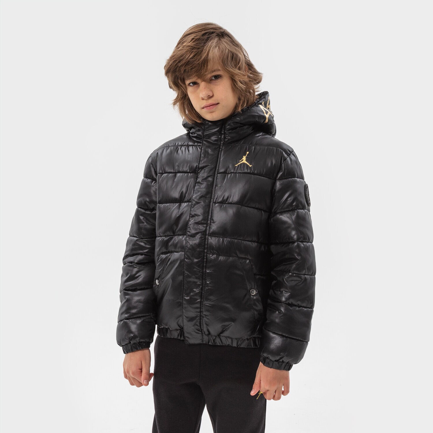 Jachetă de sezon pentru copii (primăvară/toamnă) JORDAN JACHETĂ DE IARNĂ JDB HOOD HIT JACKET GIRL 95A631-023 Negru