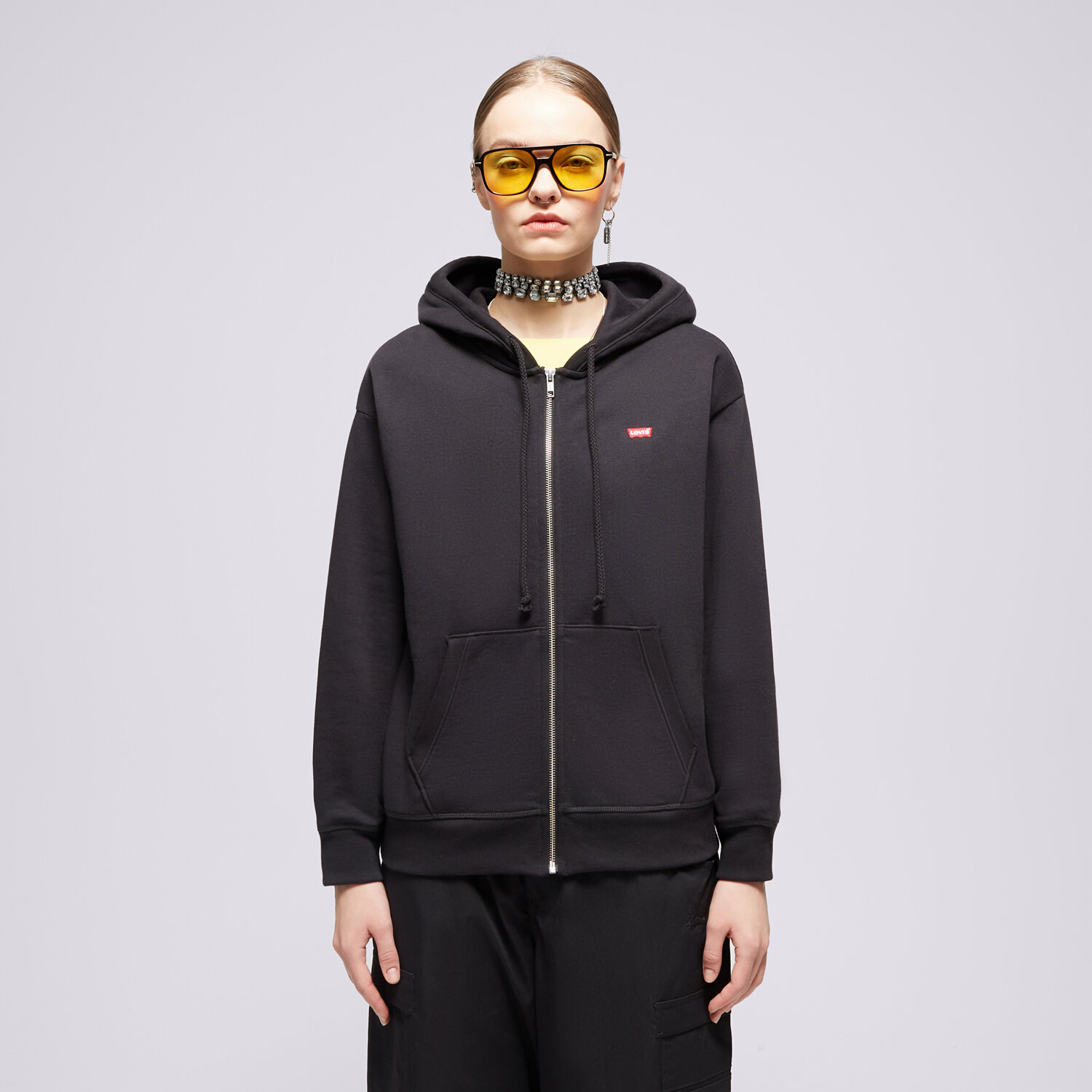 Femei bluză LEVI'S BLUZĂ CU GLUGĂ STANDARD ZIP A0777-0007 Negru