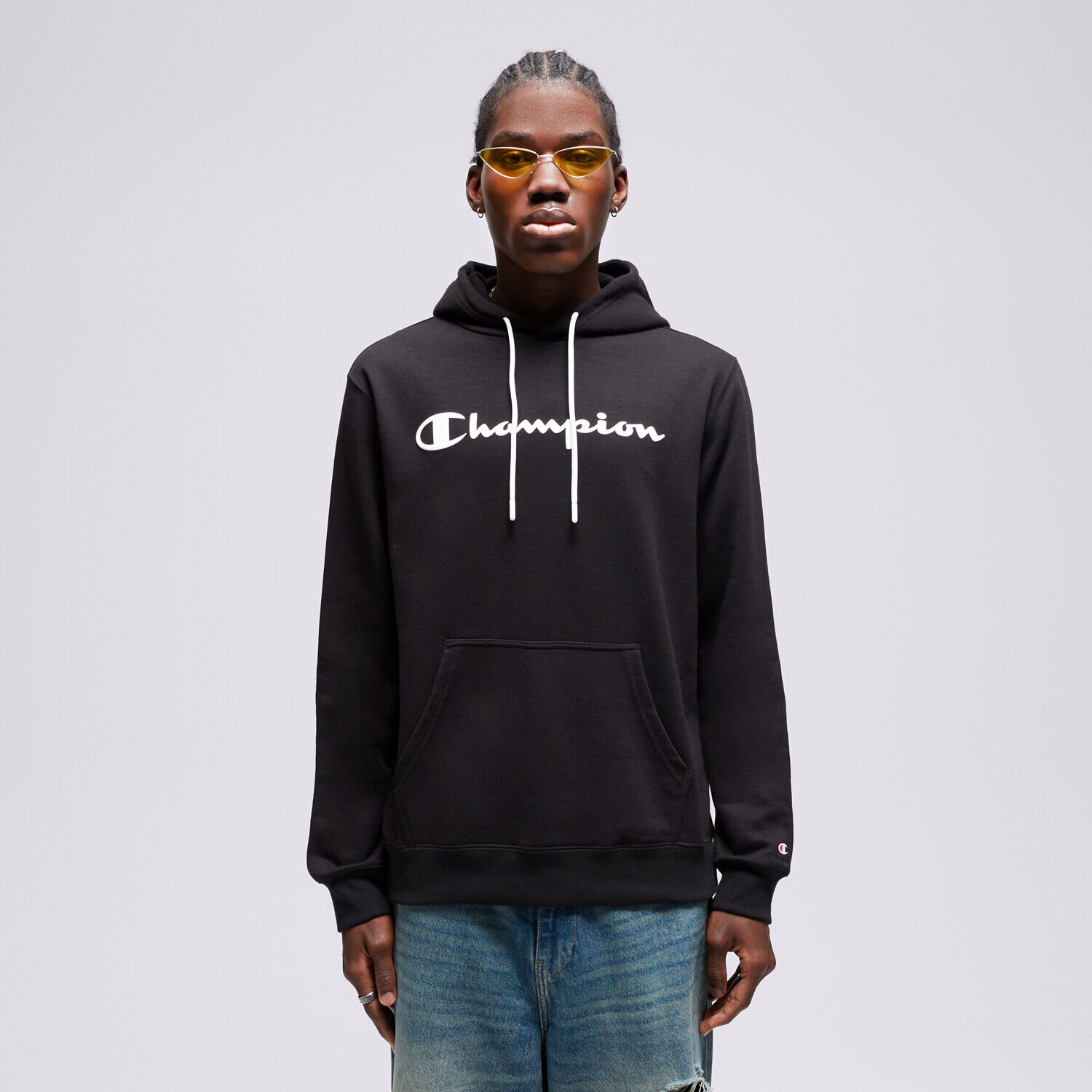 Bărbați bluză CHAMPION BLUZĂ CU GLUGĂ HOODED SWEATSHIRT 218528KK001 Negru