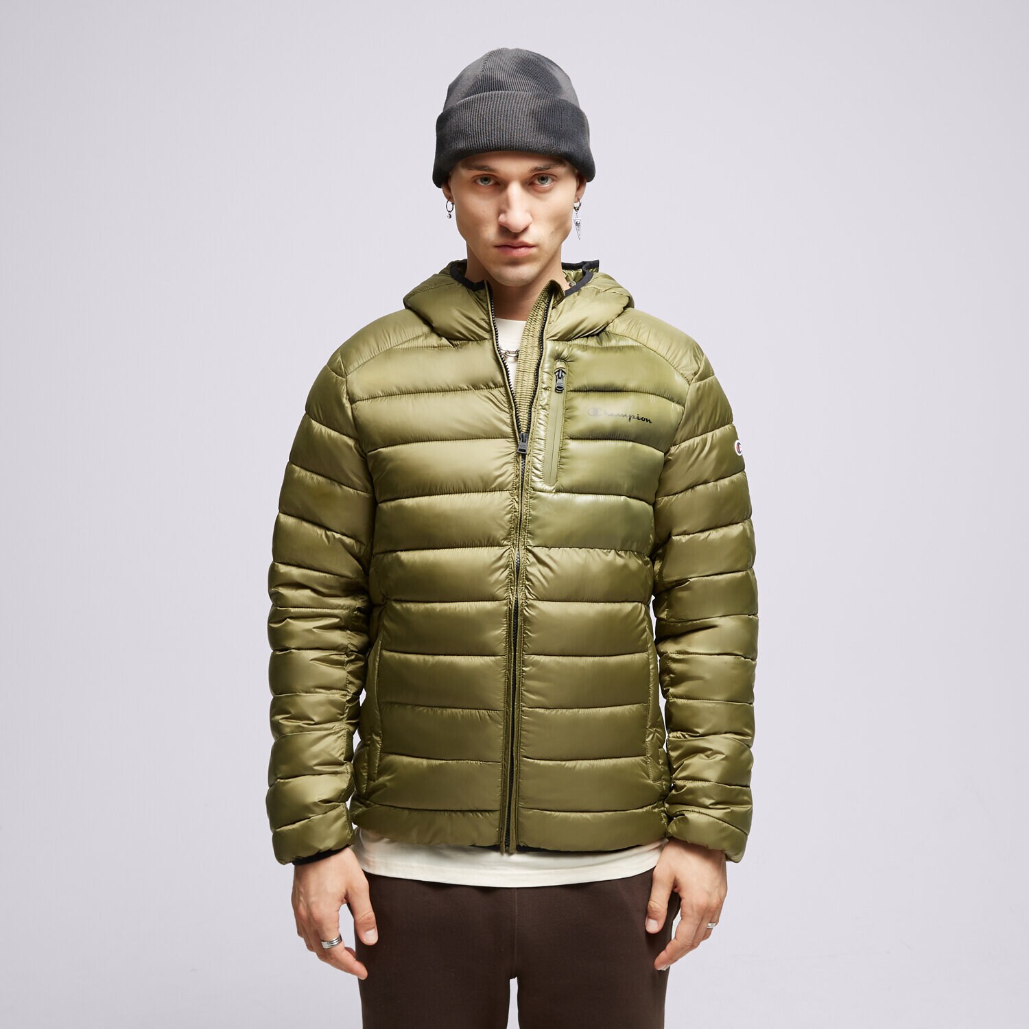 Bărbați eacă de iarnă CHAMPION JACHETĂ DE IARNĂ HOODED JACKET 219184GS554 Verde