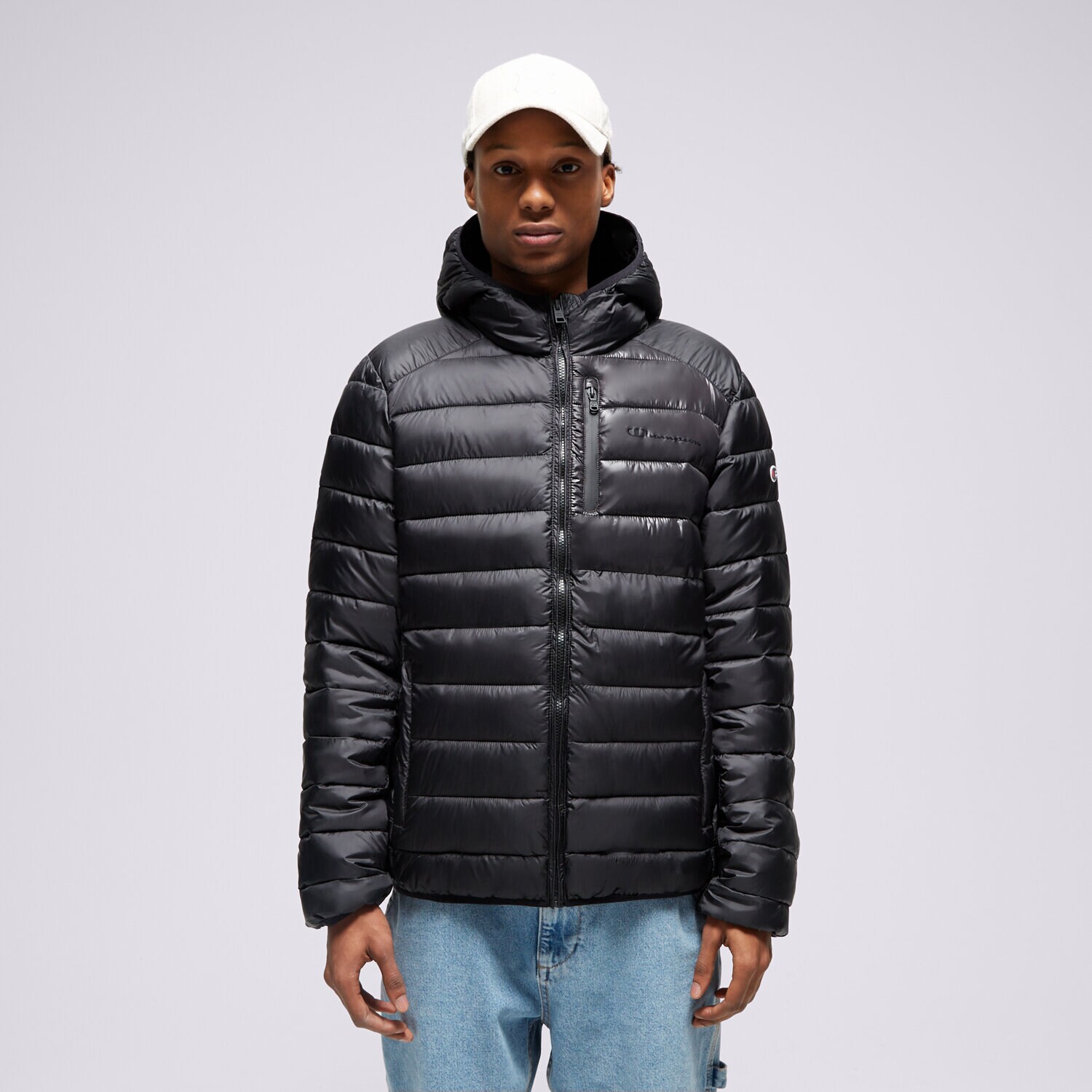 Bărbați eacă de iarnă CHAMPION JACHETĂ DE IARNĂ HOODED JACKET 219184KK001 Negru
