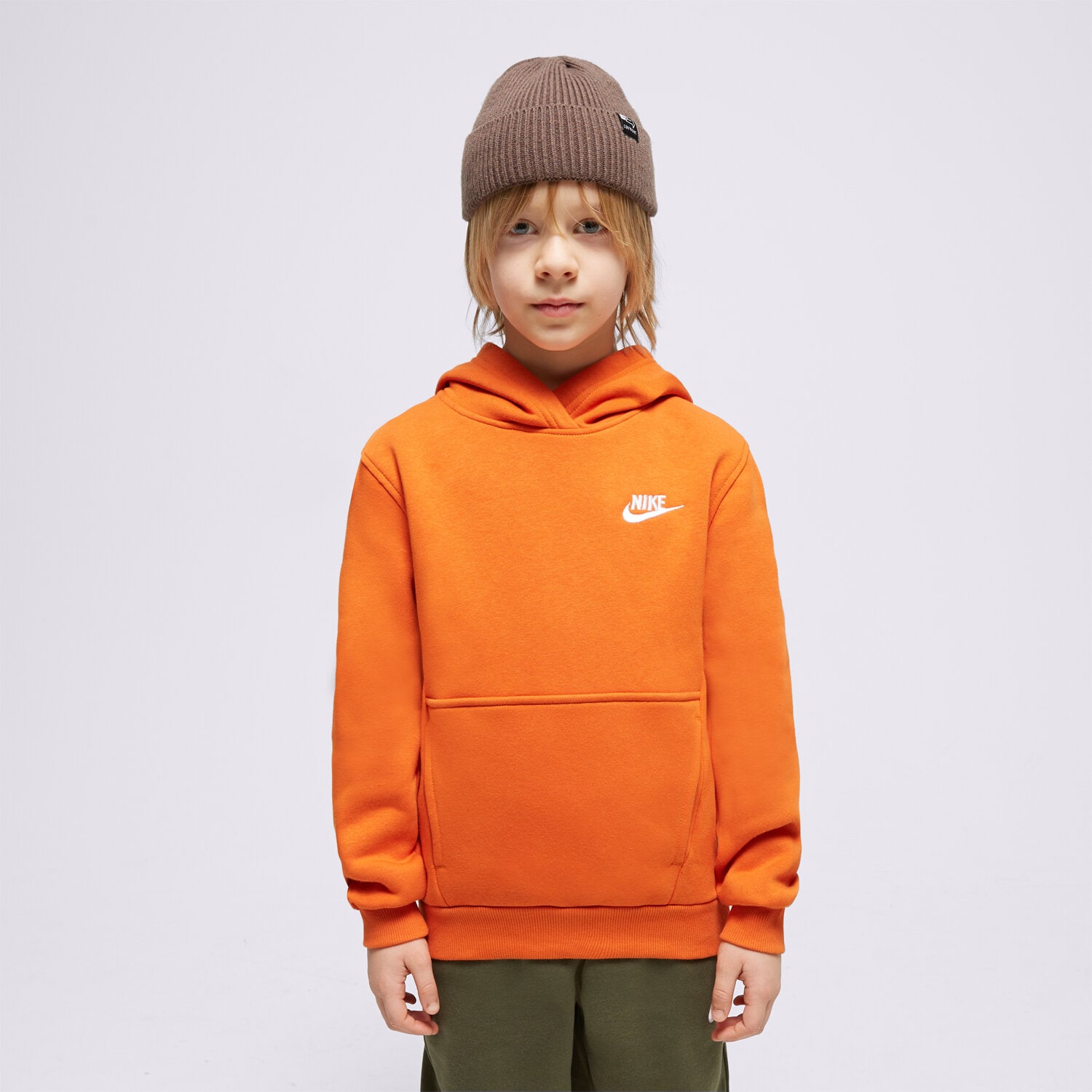 Copii bluză NIKE BLUZĂ CU GLUGĂ K NSW CLUB FLC HDY LBR BOY FD3000-893 Portocaliu