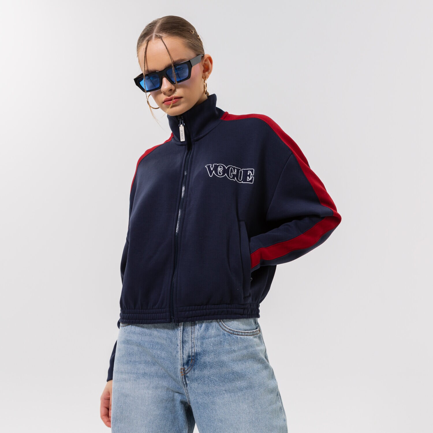 Femei geacă de iarnă PUMA JACHETĂ PUMA X VOGUE T7 CROPPED JACKET DK 536692-43 Bleumarin