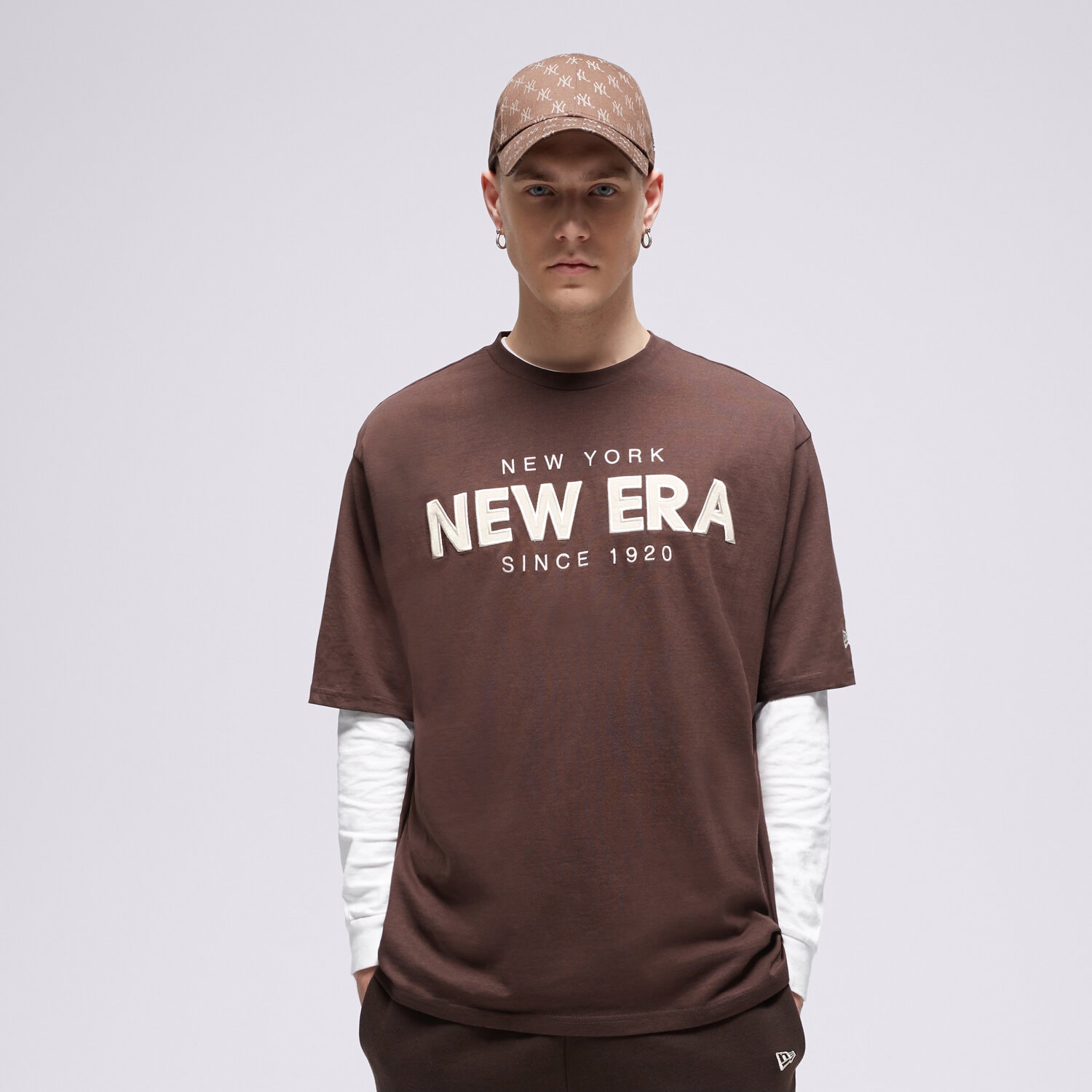 Bărbați tricou NEW ERA TRICOU NE WORDMARK OS 60424468 Maro